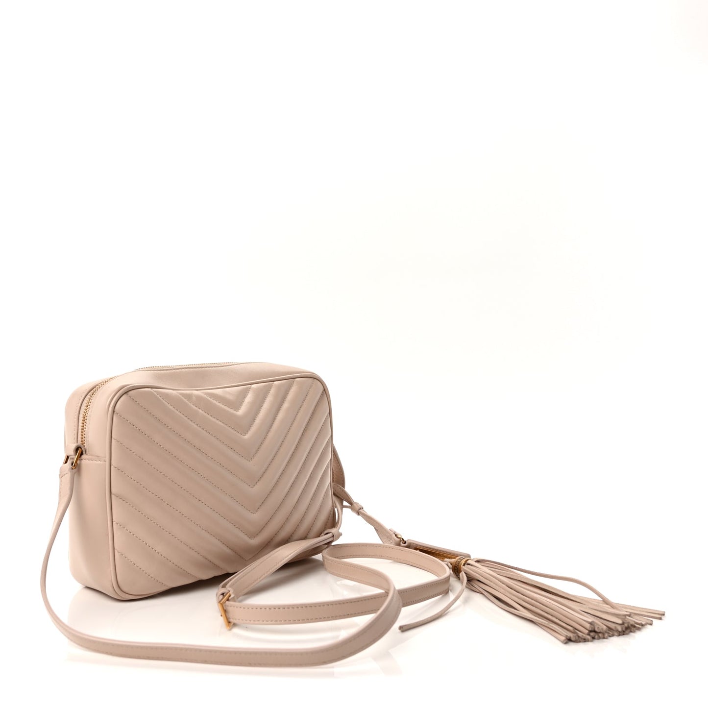 Saint Laurent Calfskin Matelasse Monogram Lou Camera Bag  Nude Powder