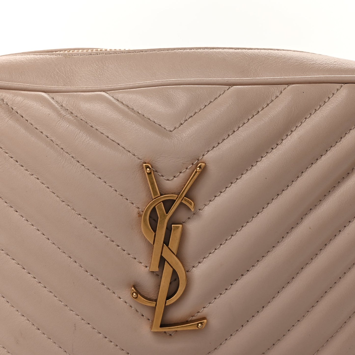 Saint Laurent Calfskin Matelasse Monogram Lou Camera Bag  Nude Powder