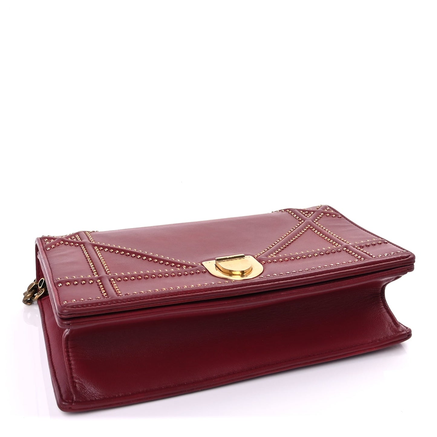 Christian Dior Calfskin Studded Medium Diorama Flap Bag Red Red