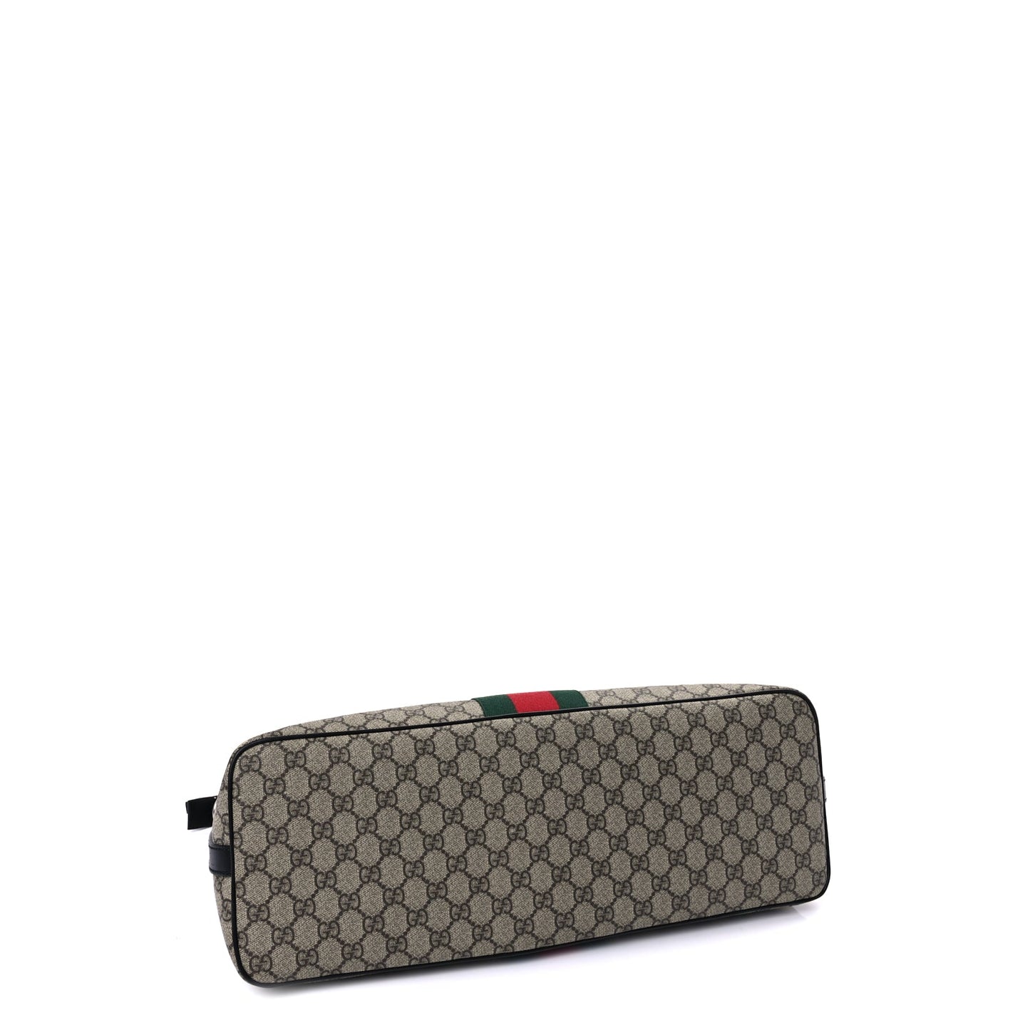 Gucci GG Supreme Monogram Web Medium Zippered Tote  Beige Black