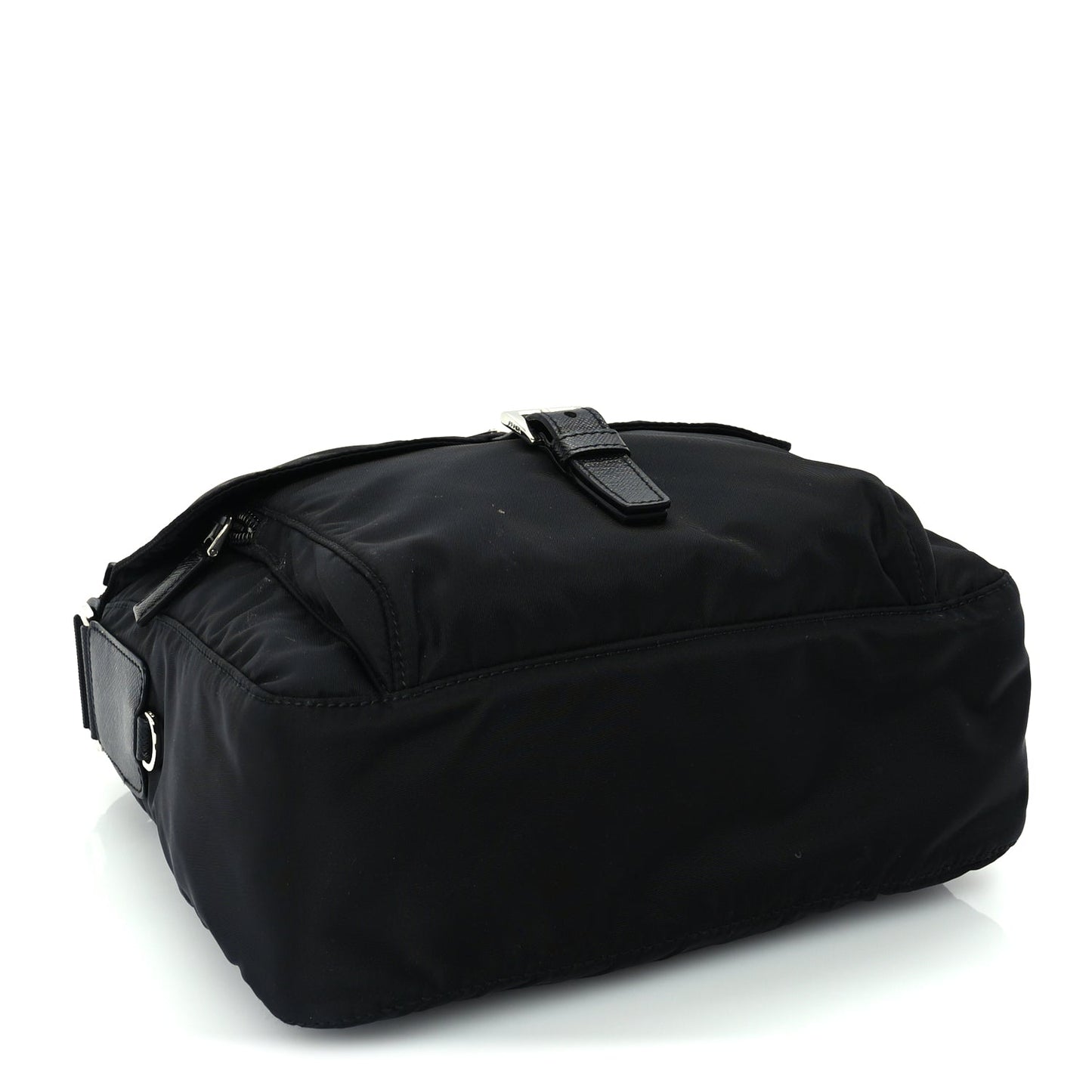 Prada Re-Nylon Vela Saffiano Pocket Single Buckle Messenger Shoulder Bag  Black