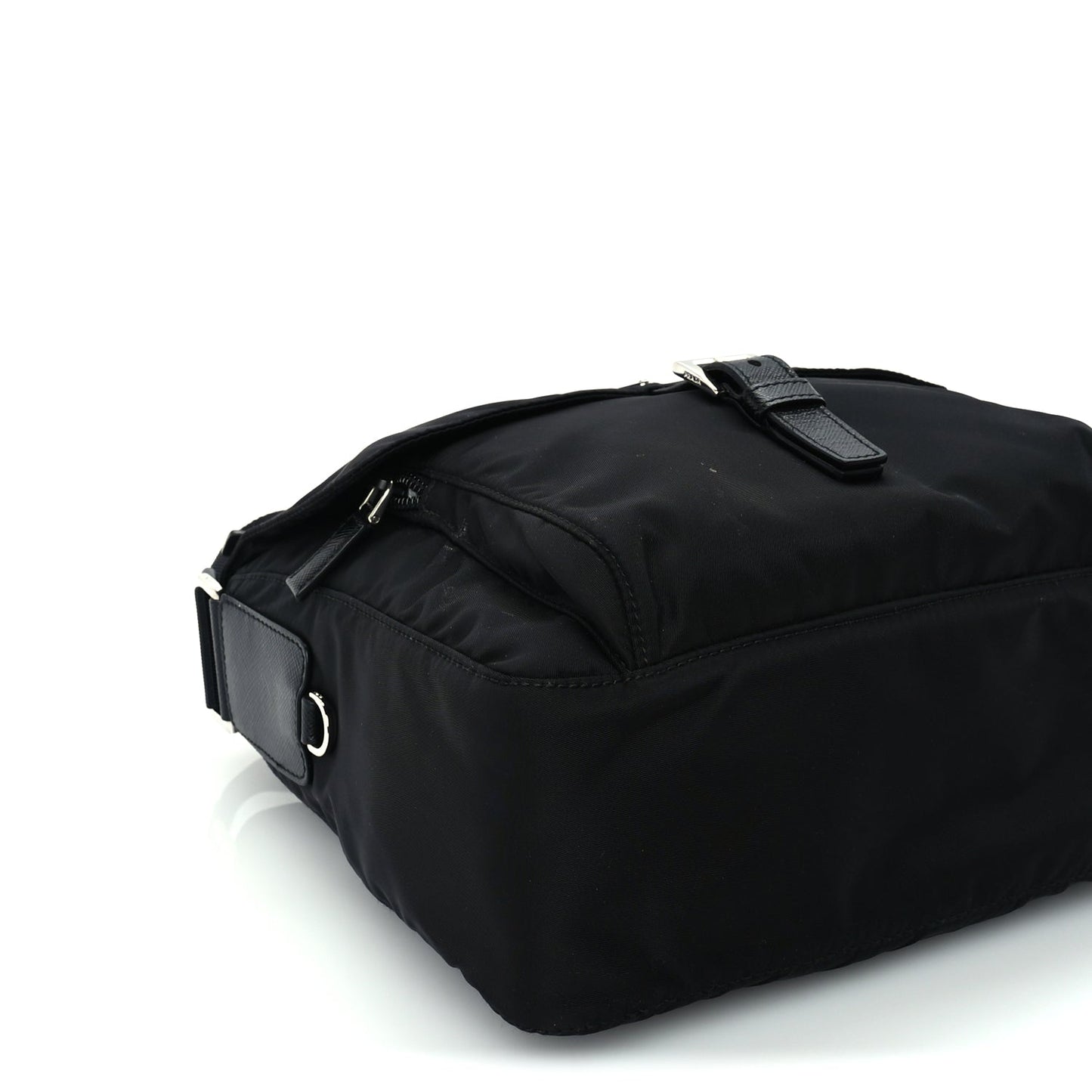 Prada Re-Nylon Vela Saffiano Pocket Single Buckle Messenger Shoulder Bag  Black