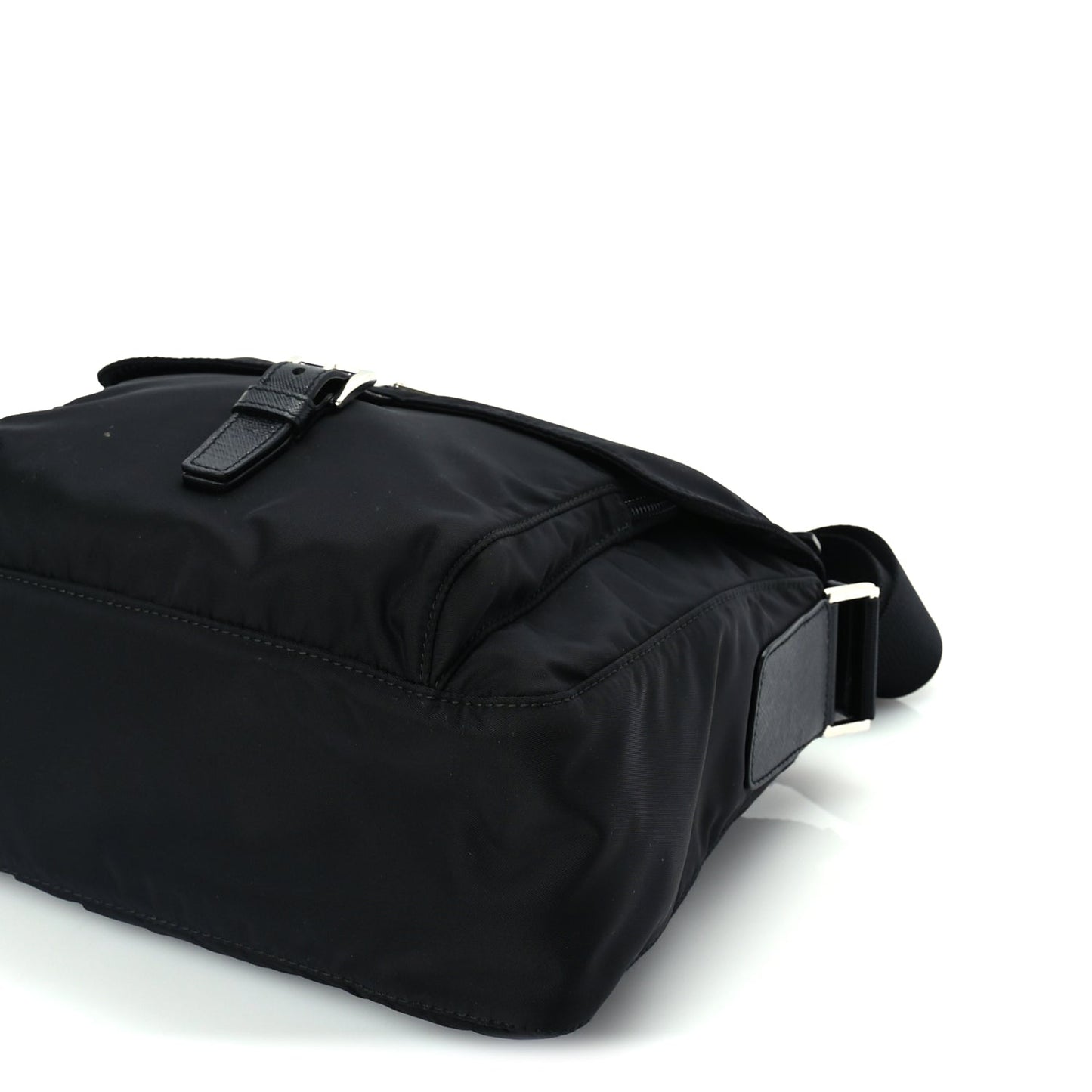 Prada Re-Nylon Vela Saffiano Pocket Single Buckle Messenger Shoulder Bag  Black