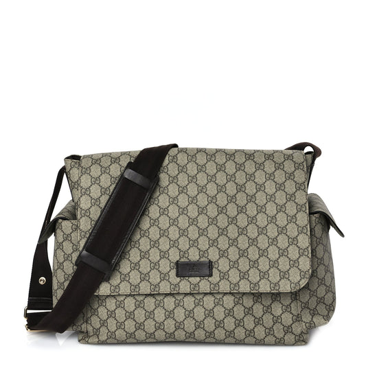 Gucci GG Plus Monogram Messenger Diaper Bag Dark Brown