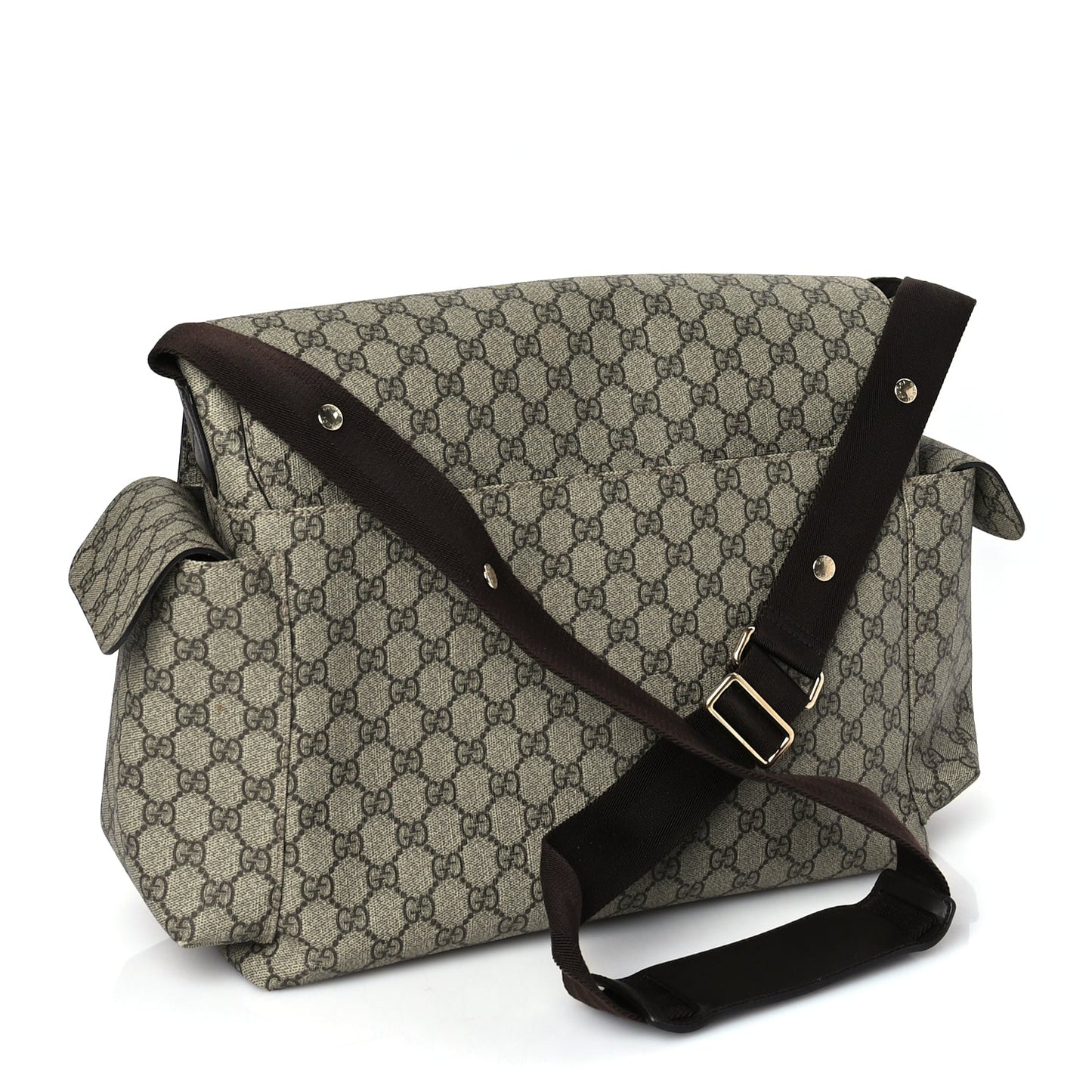 Gucci GG Plus Monogram Messenger Diaper Bag Dark Brown