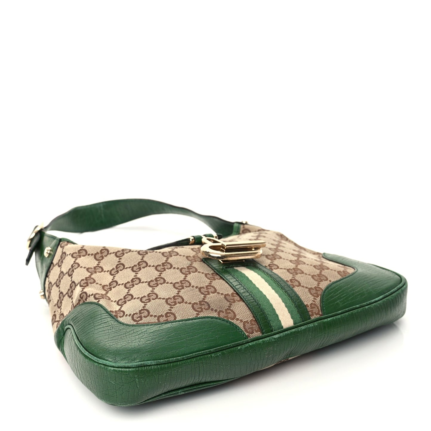 Gucci Monogram Web Junco Small Hobo Green