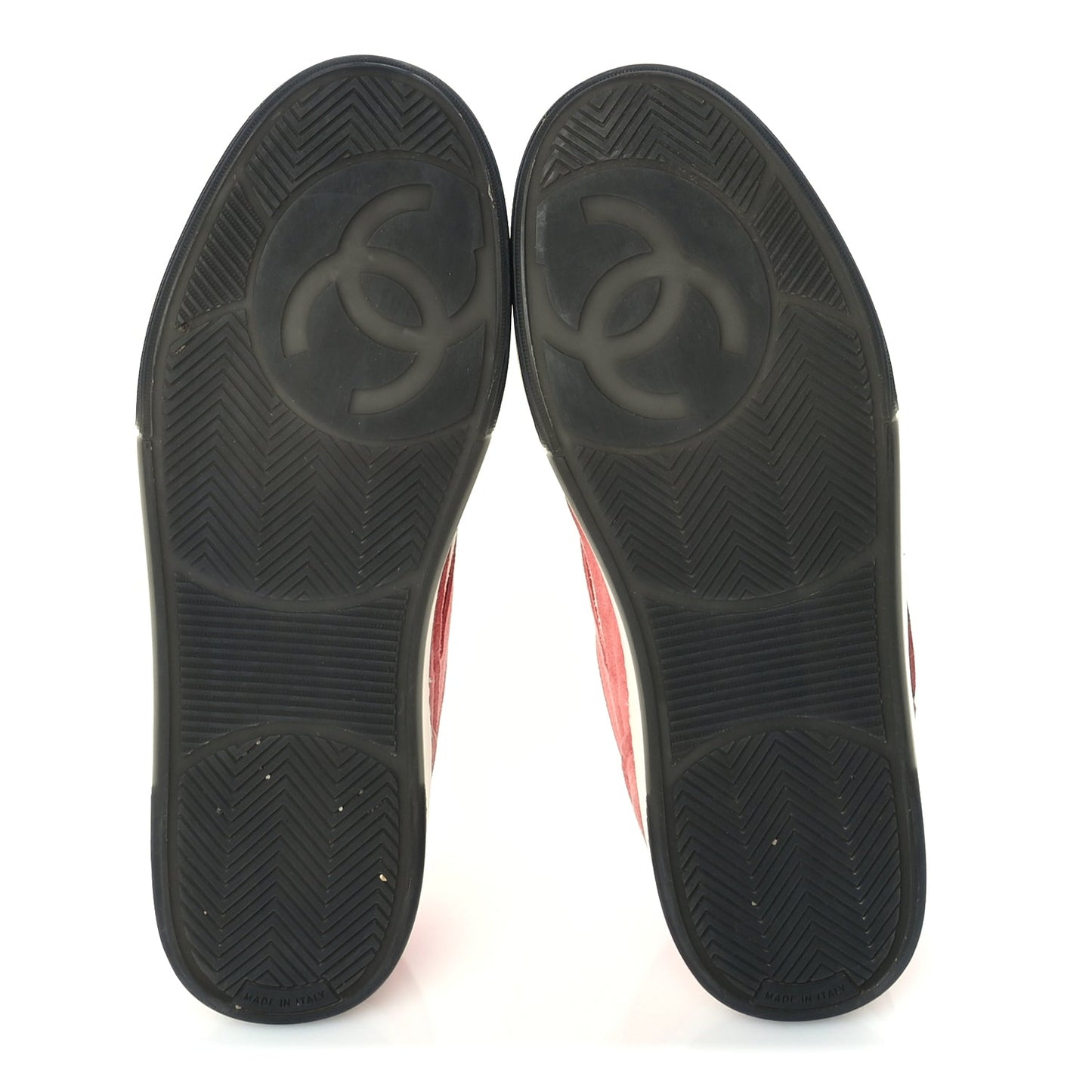 Chanel Suede Kidskin Womens CC Sneakers 39.5  White Pink