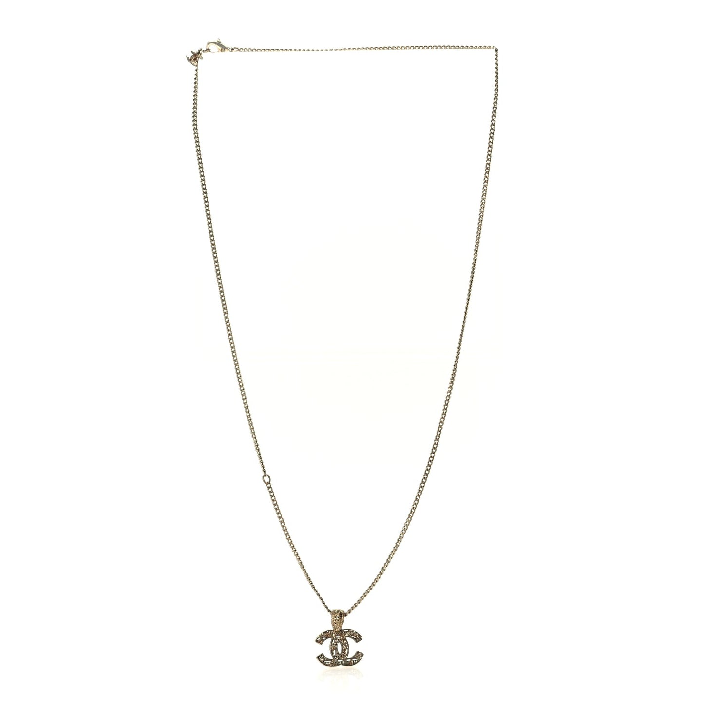 Chanel Tweed Effect CC Necklace Gold