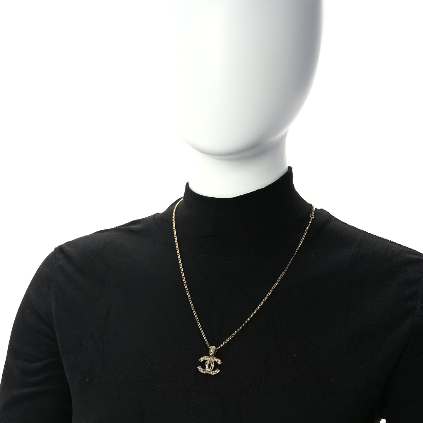Chanel Tweed Effect CC Necklace Gold