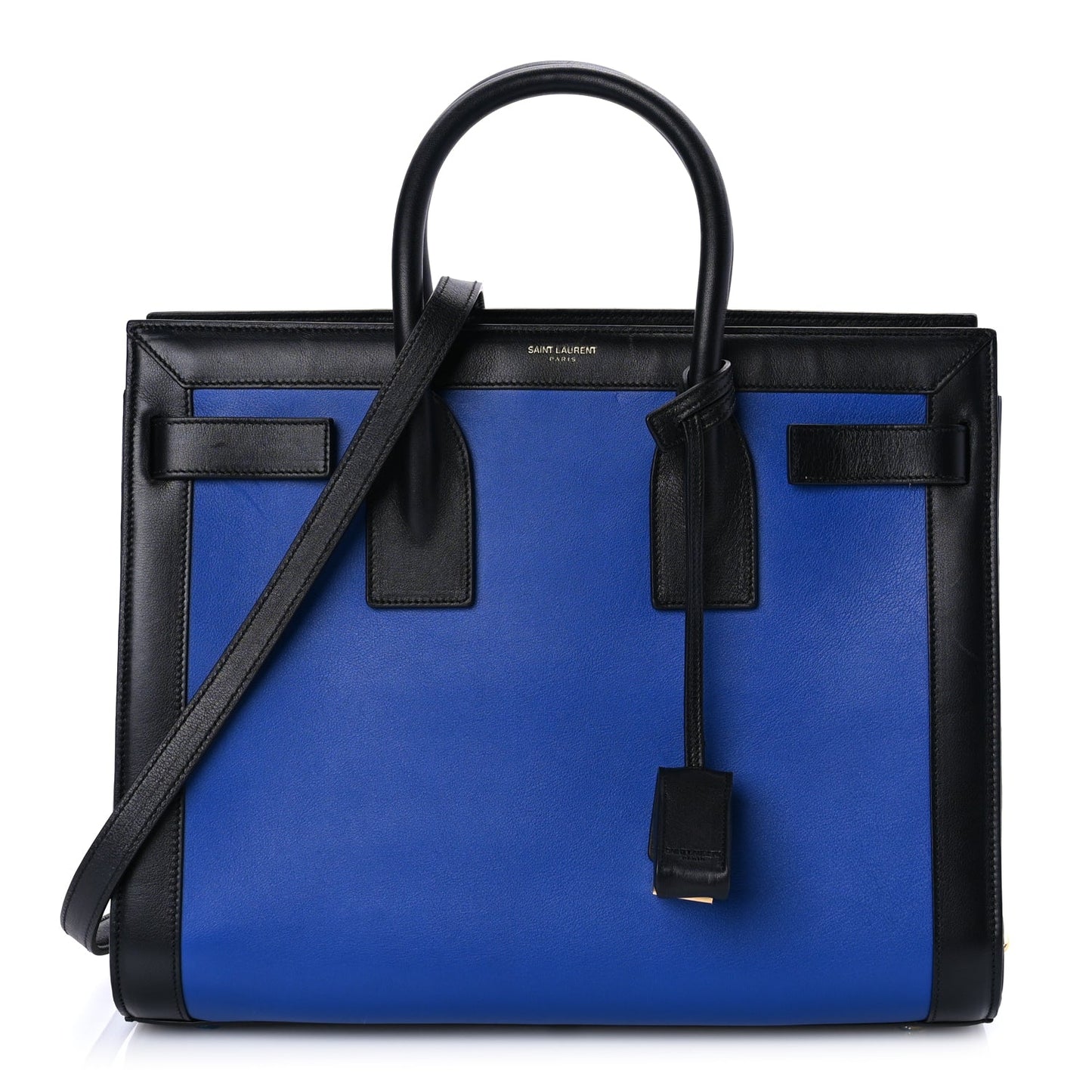 Saint Laurent Calfskin Bi-Color Small Sac De Jour  Royal Blue Black