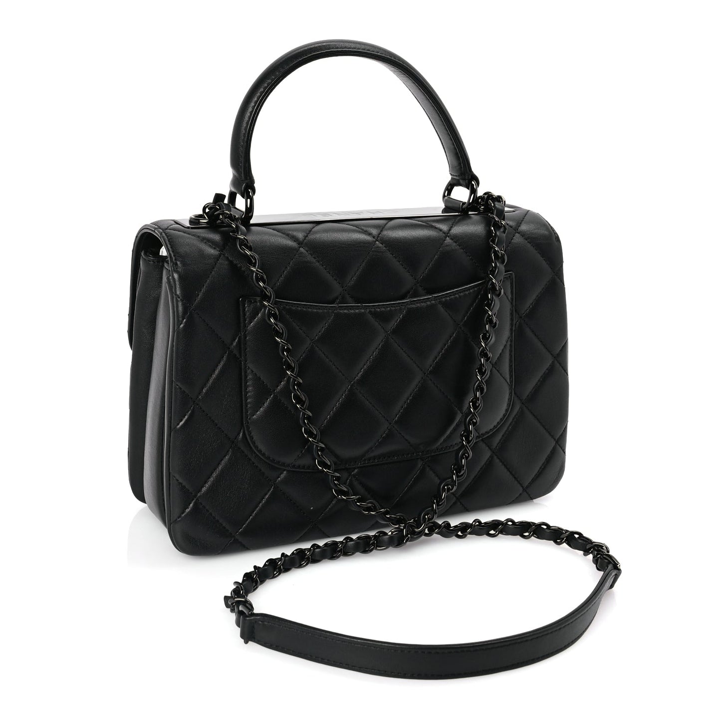 Chanel Lambskin Quilted Small Trendy CC Dual Handle Flap Bag So Black