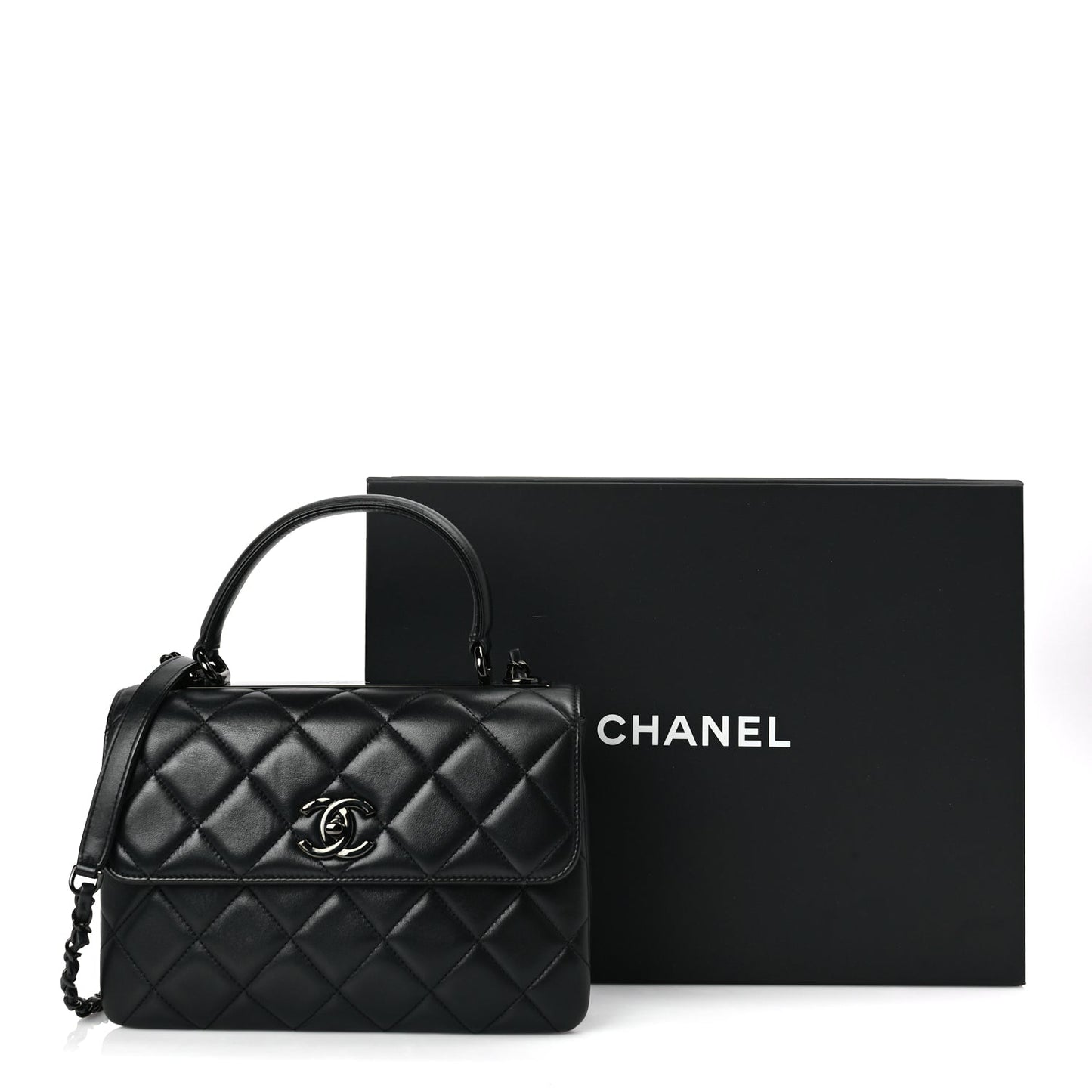 Chanel Lambskin Quilted Small Trendy CC Dual Handle Flap Bag So Black