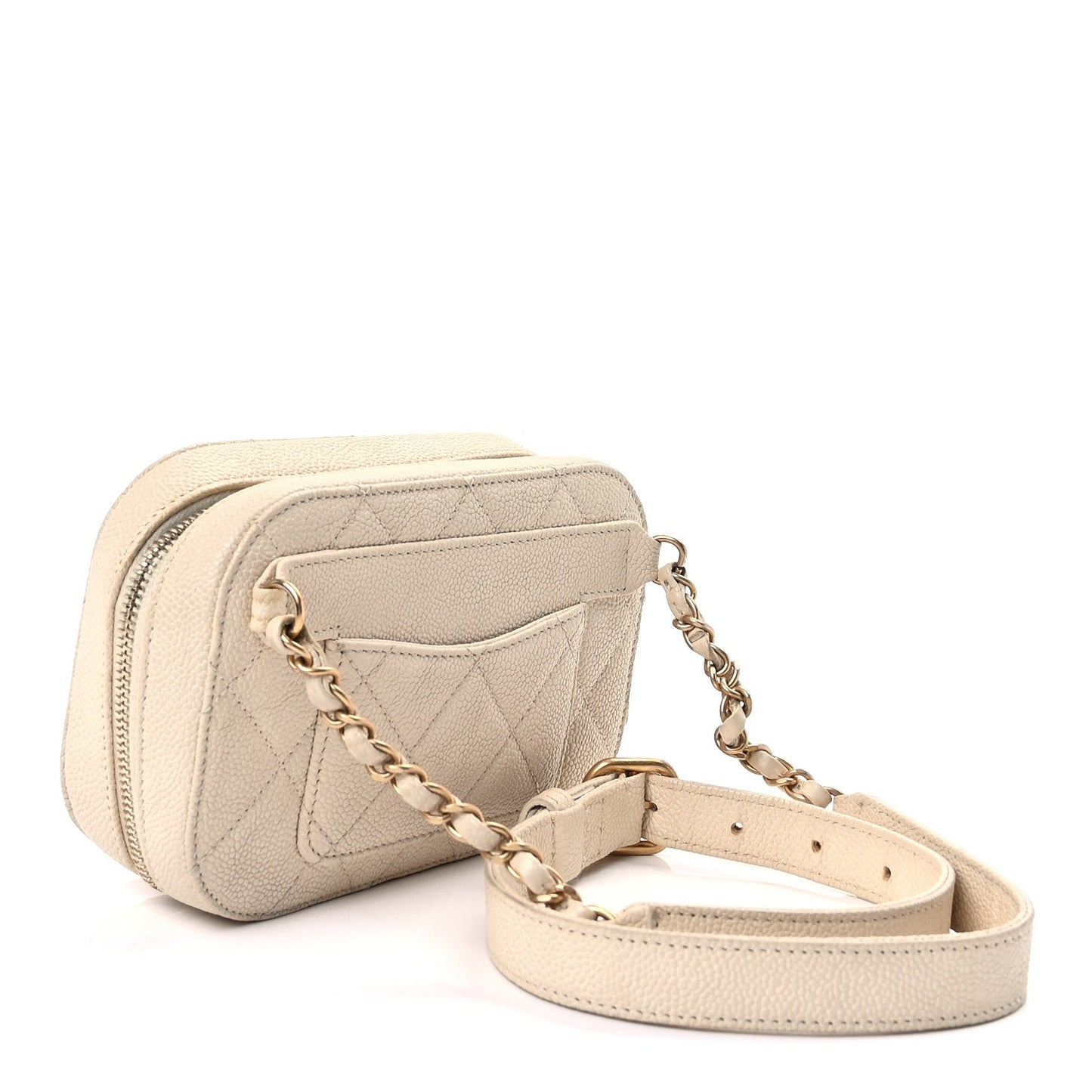 Chanel Caviar Quilted Flap Waist Bag  White