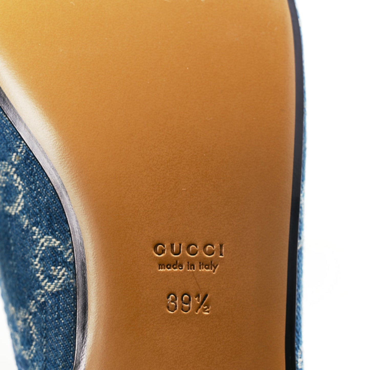 Gucci New Denim GG Malaga Kid Womens Princetown Slippers 39.5 Light Blue Royale