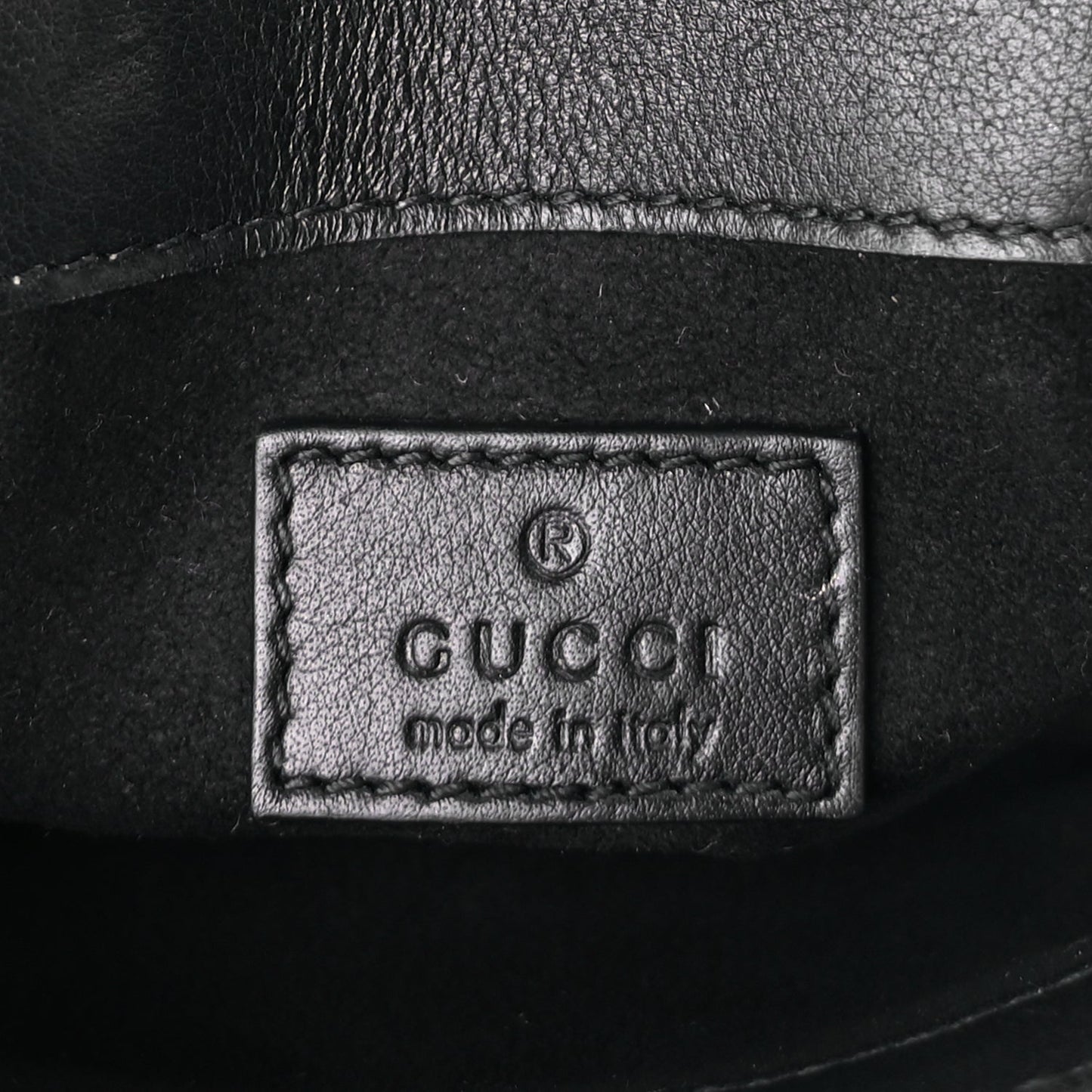 Gucci Patent Lambskin Enamel Matelasse Monochrome Super Mini GG Marmont Shoulder Bag  Black