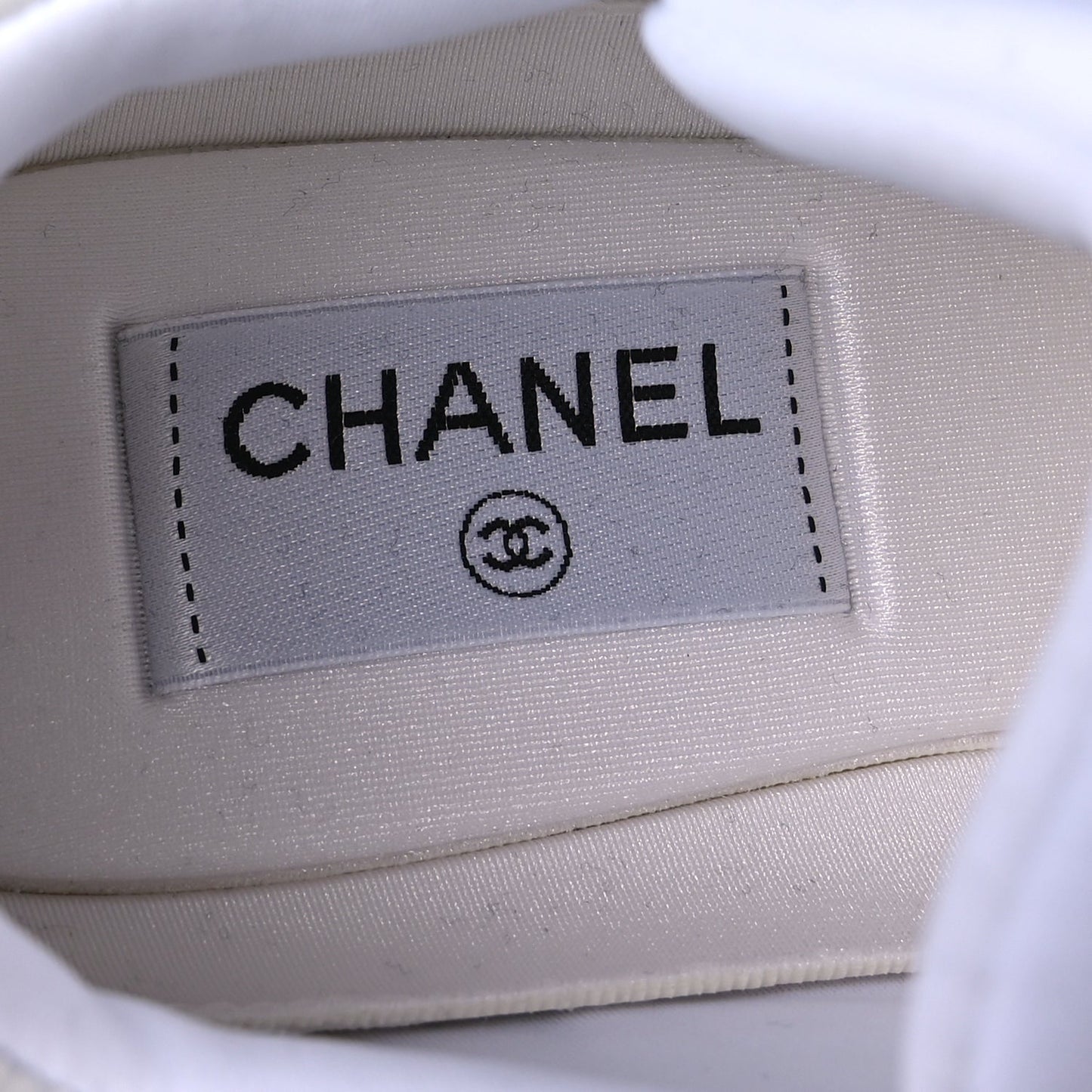 Chanel Suede Calfskin Fabric CC Sneakers 37.5 White