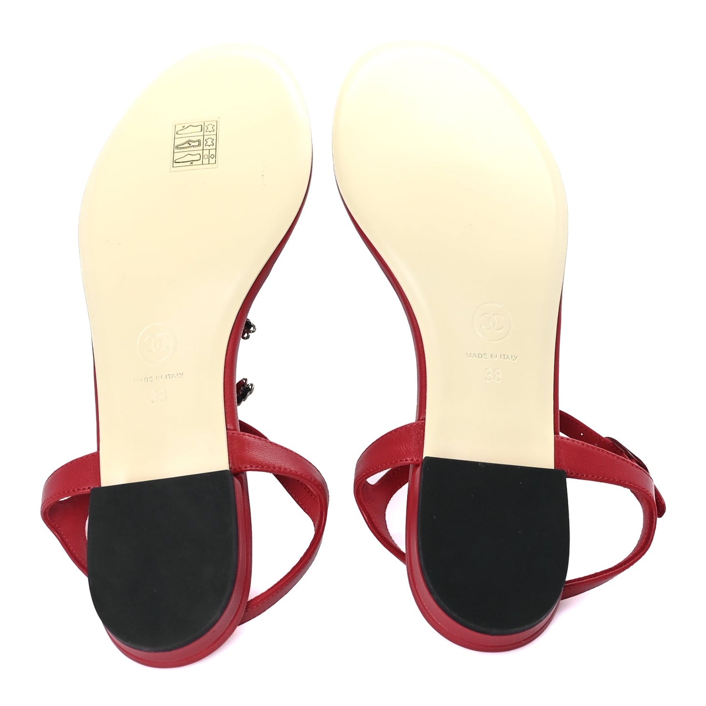 Chanel Lambskin CC Chain Thong Sandal 38 Red
