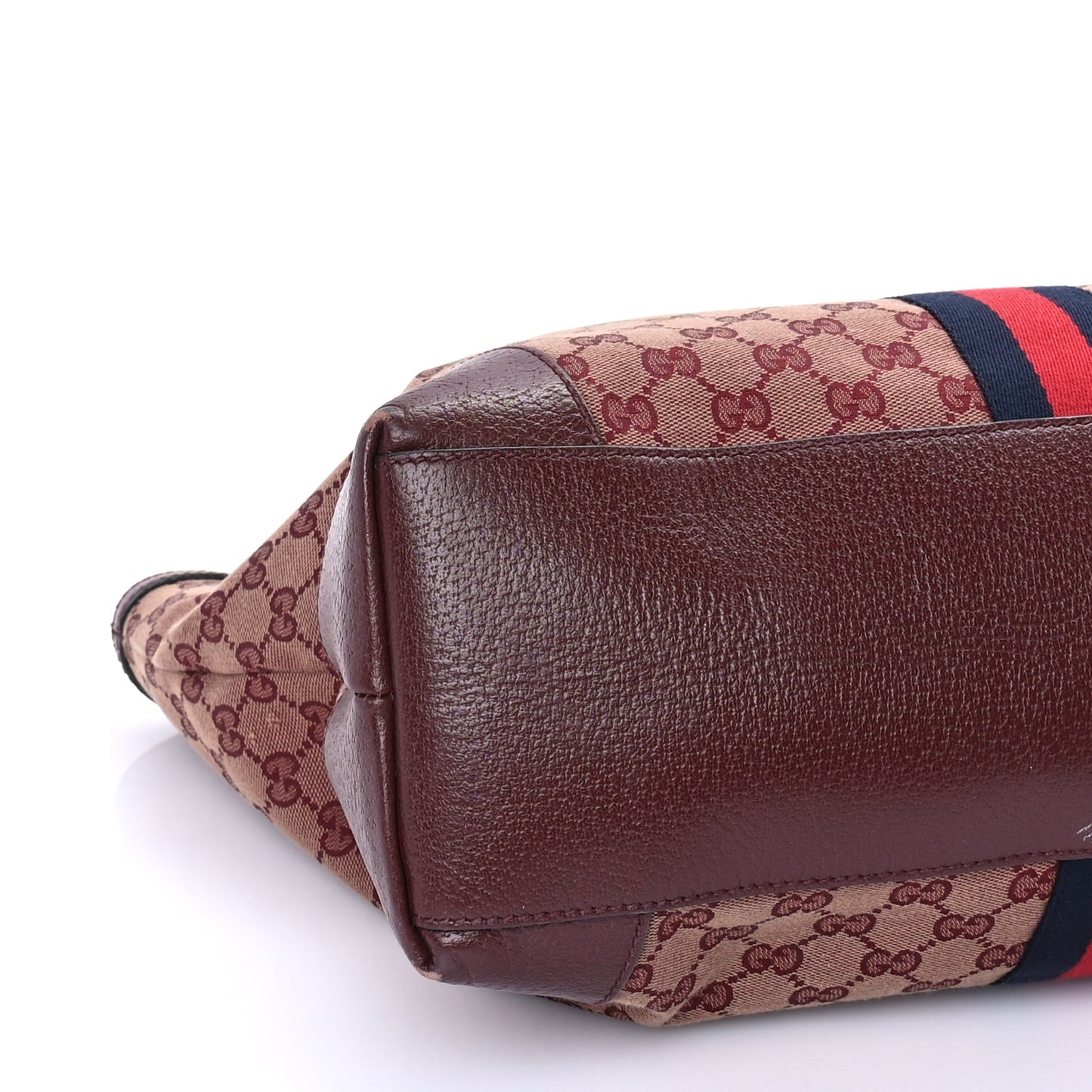 Gucci Monogram Textured Dollar Calfskin Web Medium Ophidia Shopping Tote  Sahara Rubino Chardonnay