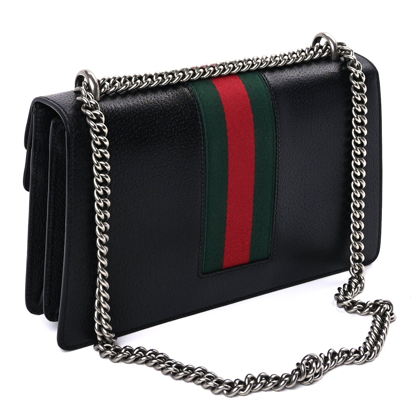Gucci Calfskin Web Small Dionysus Shoulder Bag  Black