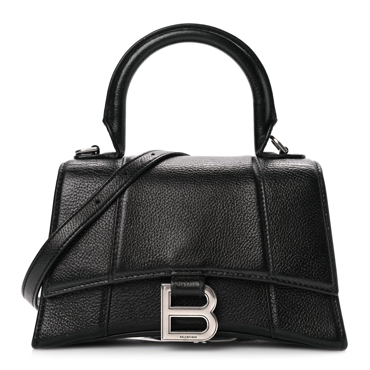 Balenciaga Grained Calfskin Hourglass Top Handle Bag XS Black