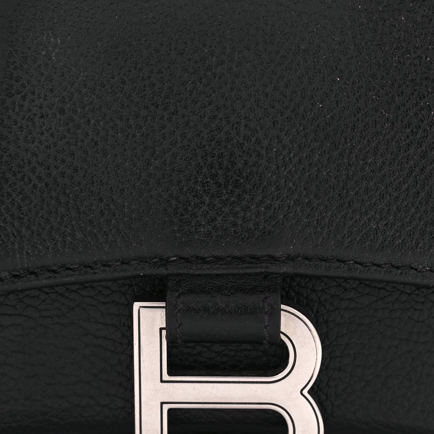 Balenciaga Grained Calfskin Hourglass Top Handle Bag XS Black