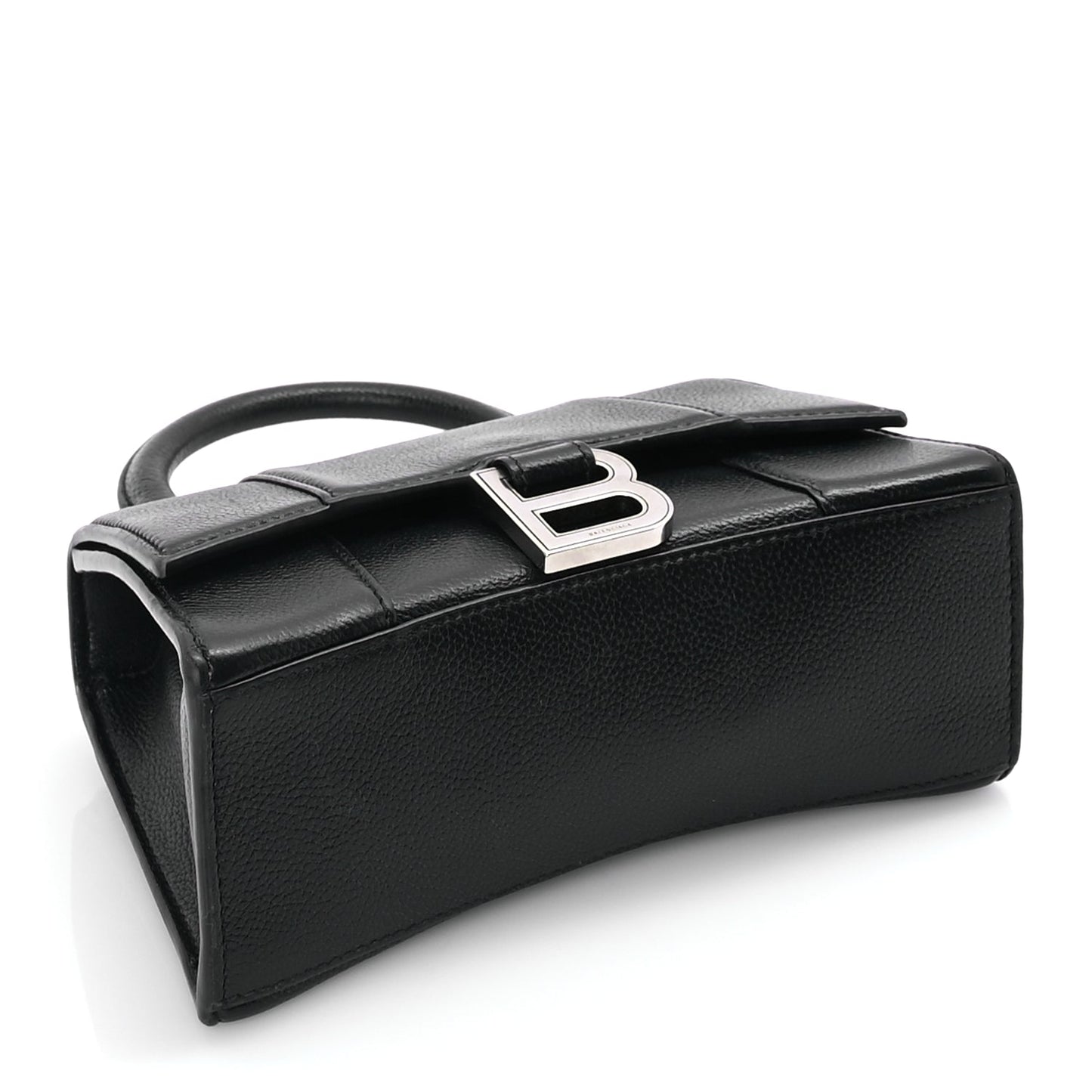 Balenciaga Grained Calfskin Hourglass Top Handle Bag XS Black