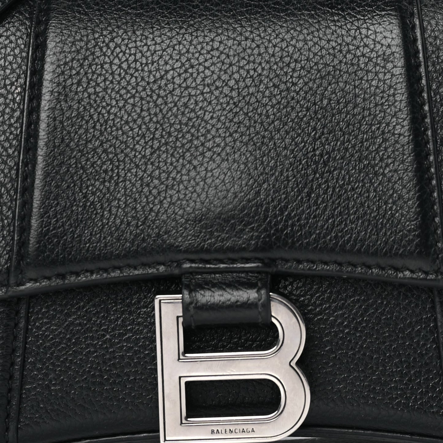 Balenciaga Grained Calfskin Hourglass Top Handle Bag XS Black