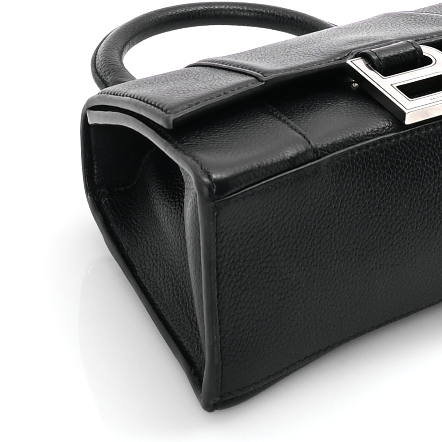 Balenciaga Grained Calfskin Hourglass Top Handle Bag XS Black