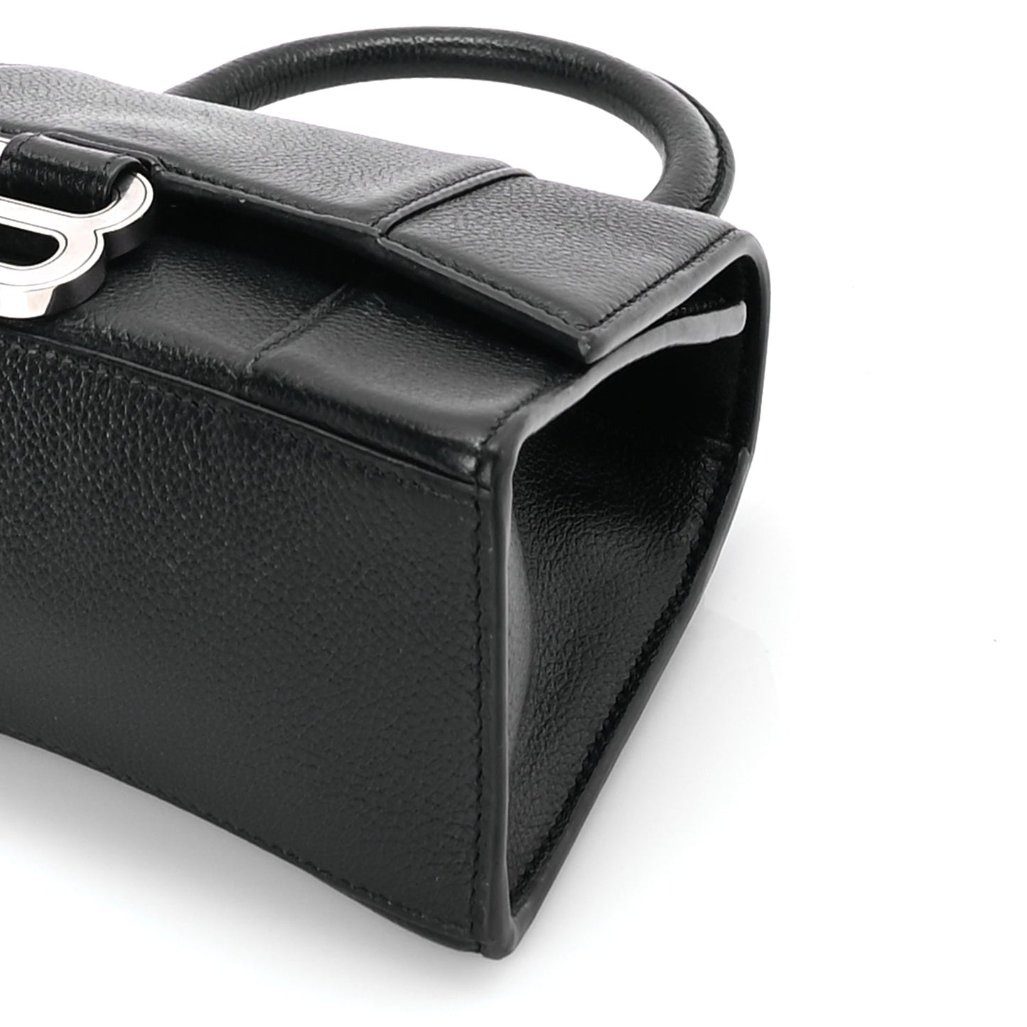Balenciaga Grained Calfskin Hourglass Top Handle Bag XS Black