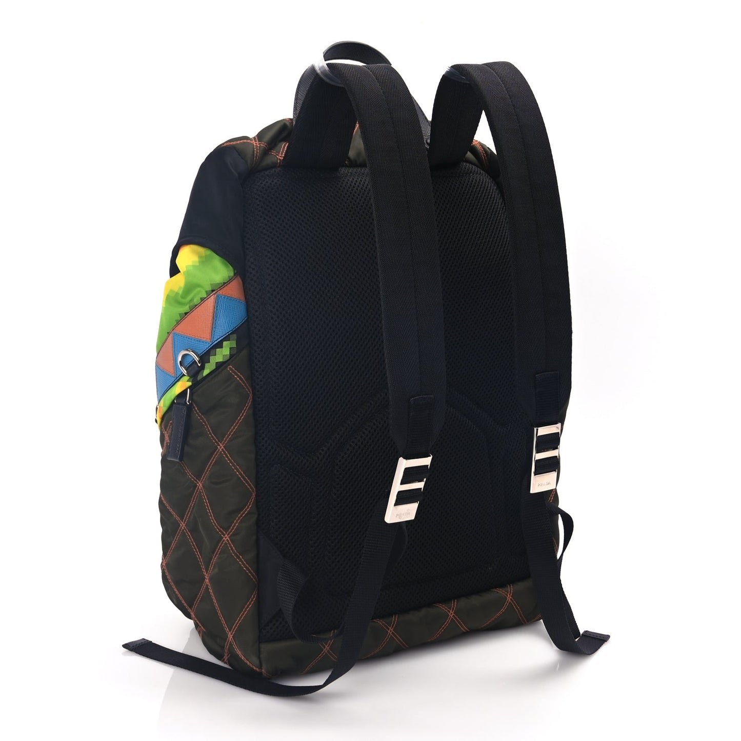 Prada Tessuto Nylon Impunturato Double Buckle Backpack Green