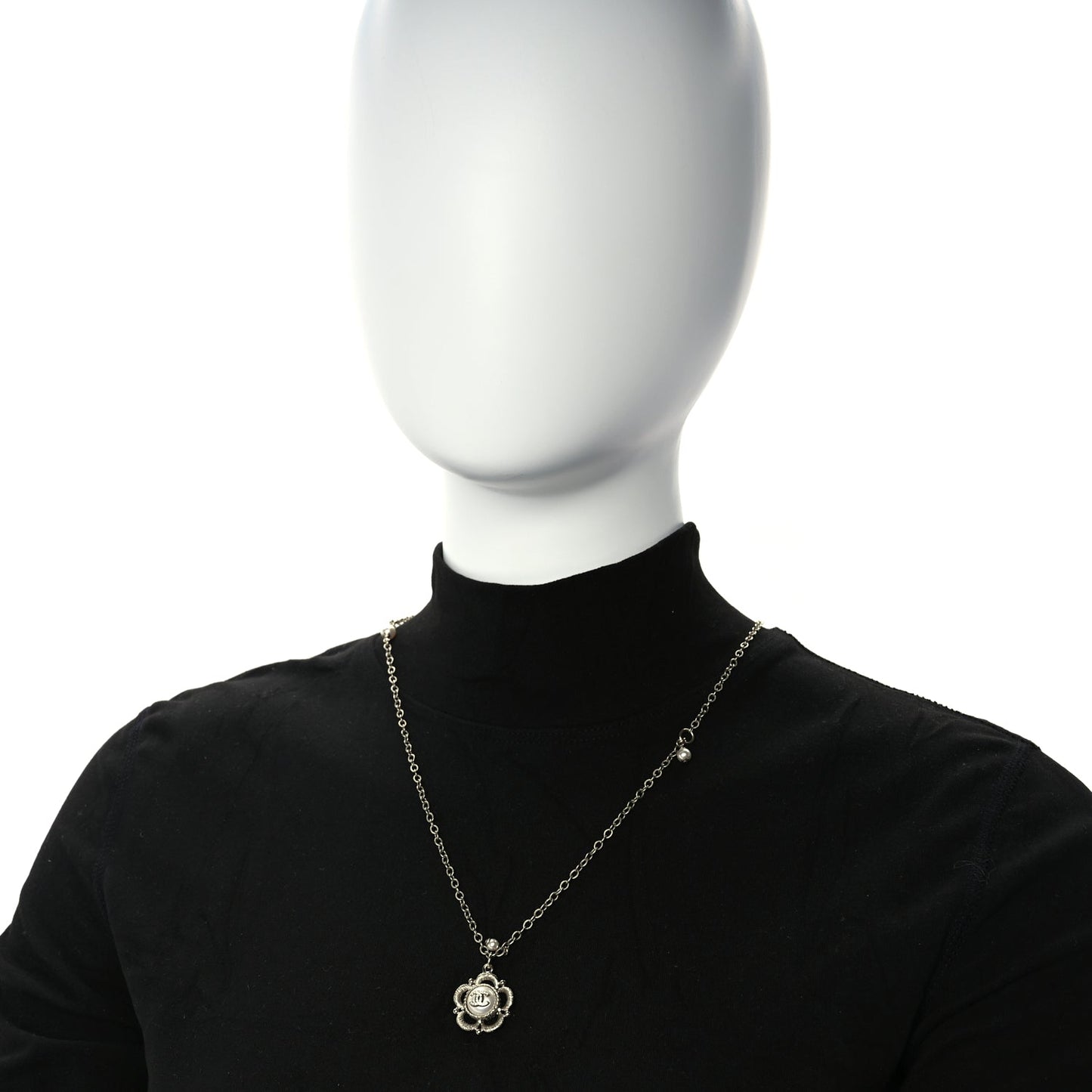 Chanel Crystal Pearl Camellia Necklace Gold