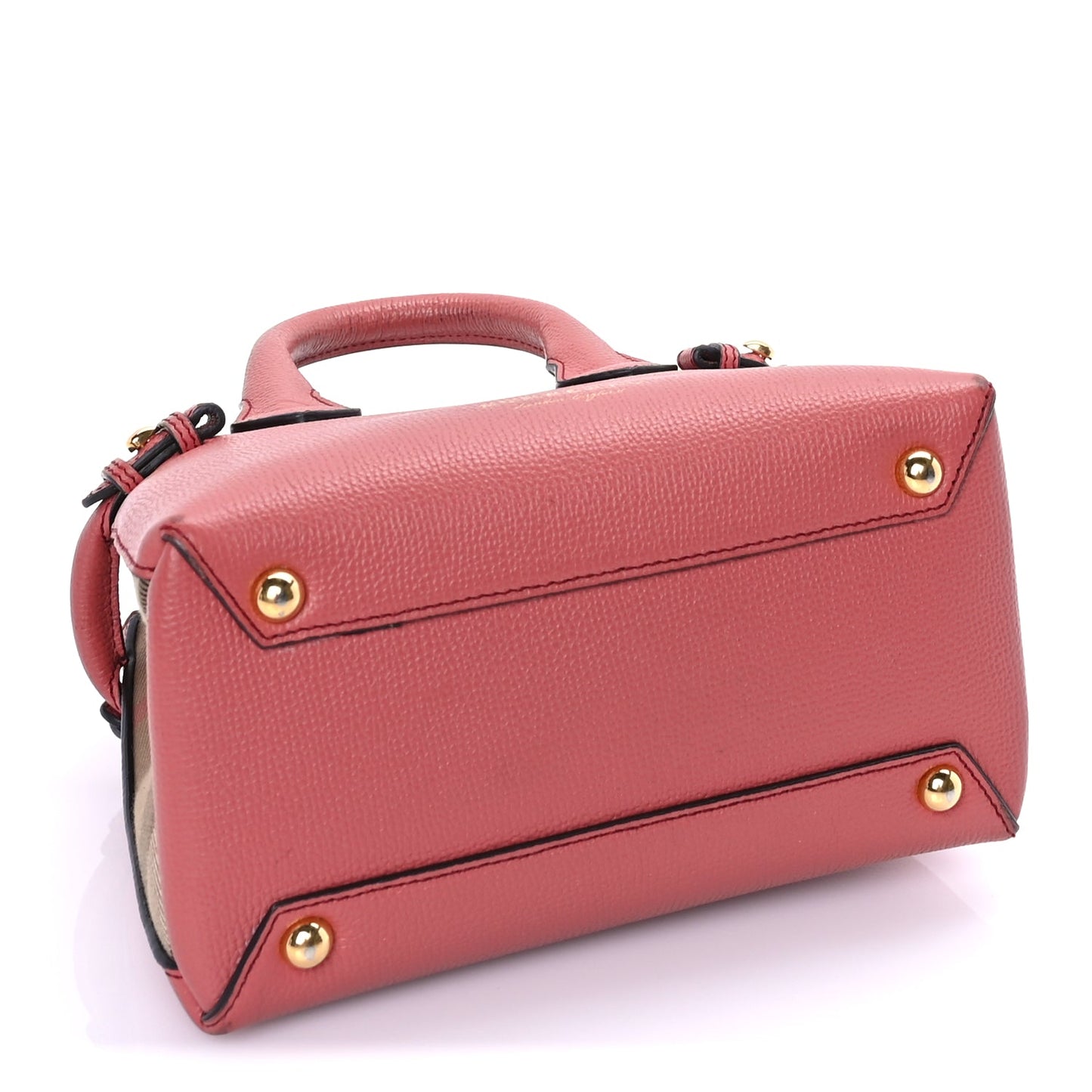 Burberry Grainy Calfskin House Check Small Banner Tote Cinnamon Red