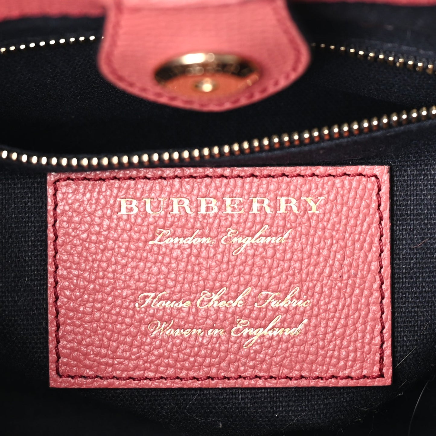 Burberry Grainy Calfskin House Check Small Banner Tote Cinnamon Red