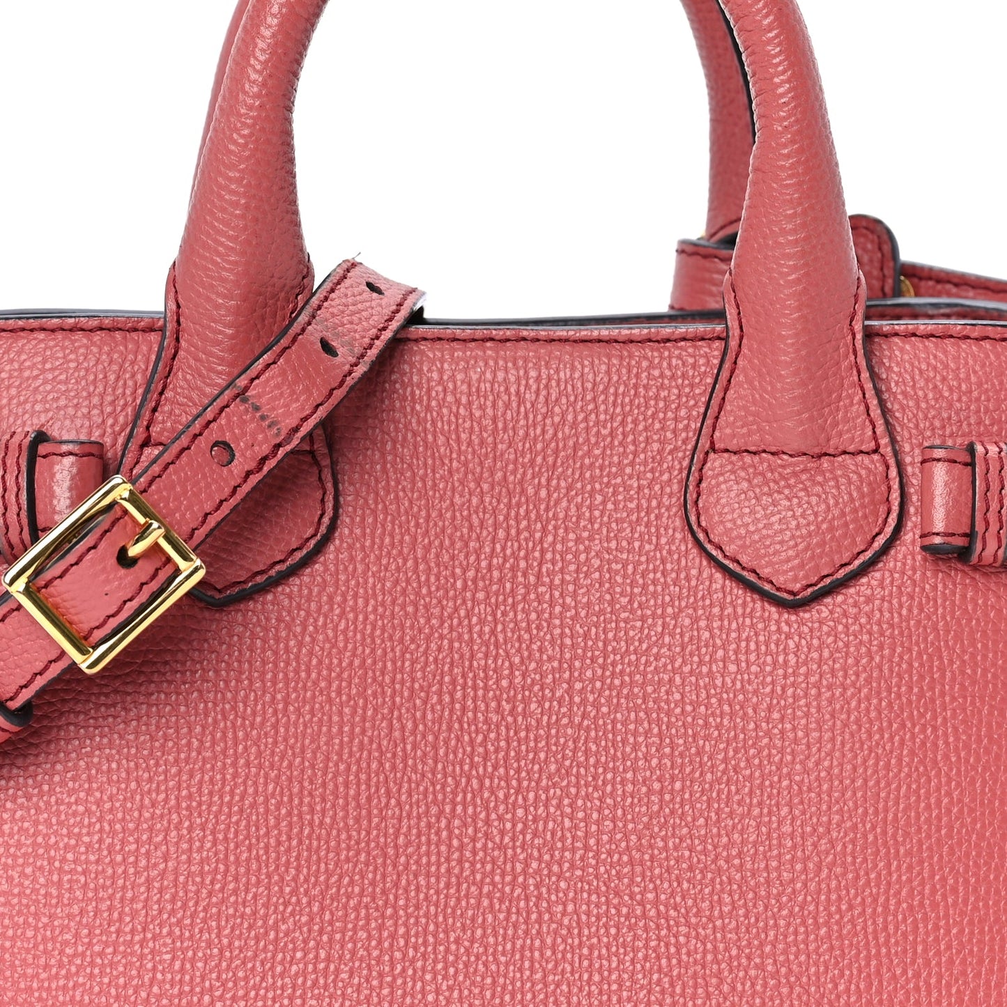 Burberry Grainy Calfskin House Check Small Banner Tote Cinnamon Red