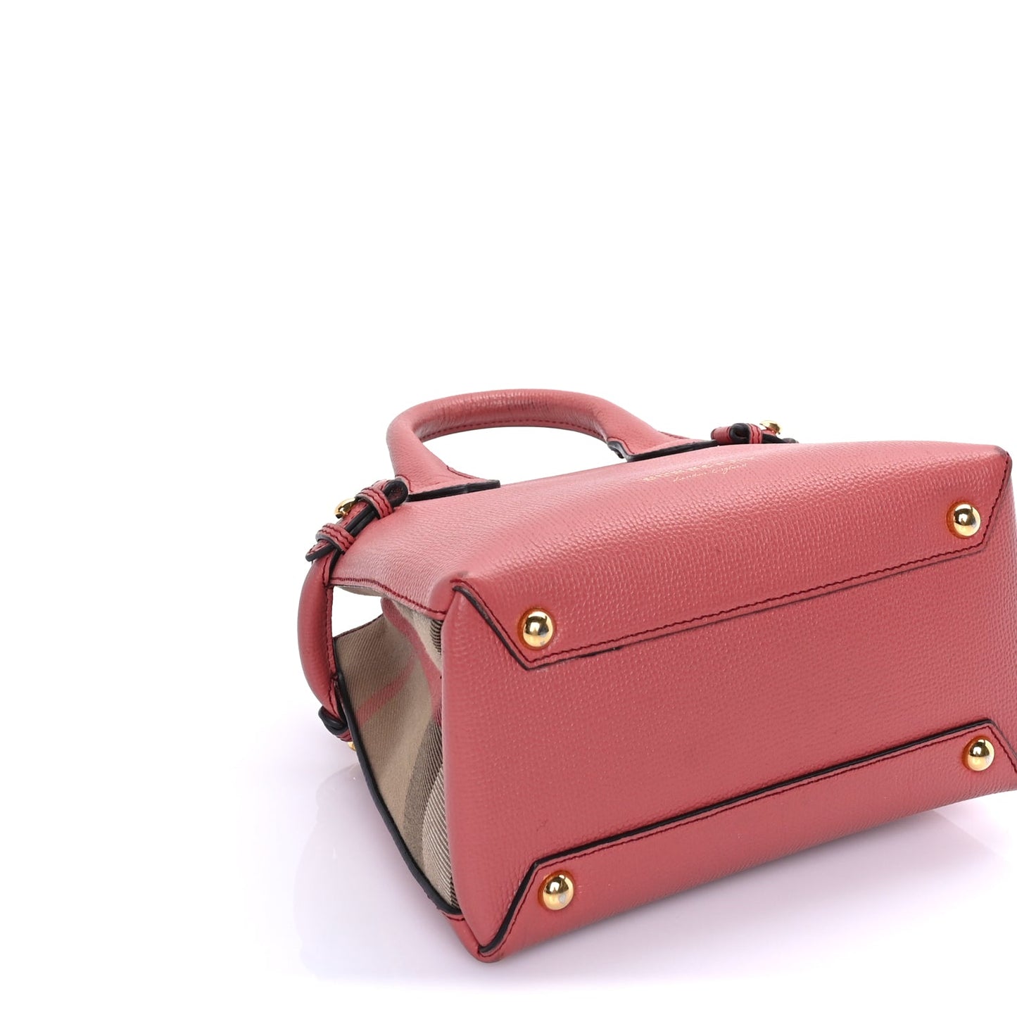 Burberry Grainy Calfskin House Check Small Banner Tote Cinnamon Red