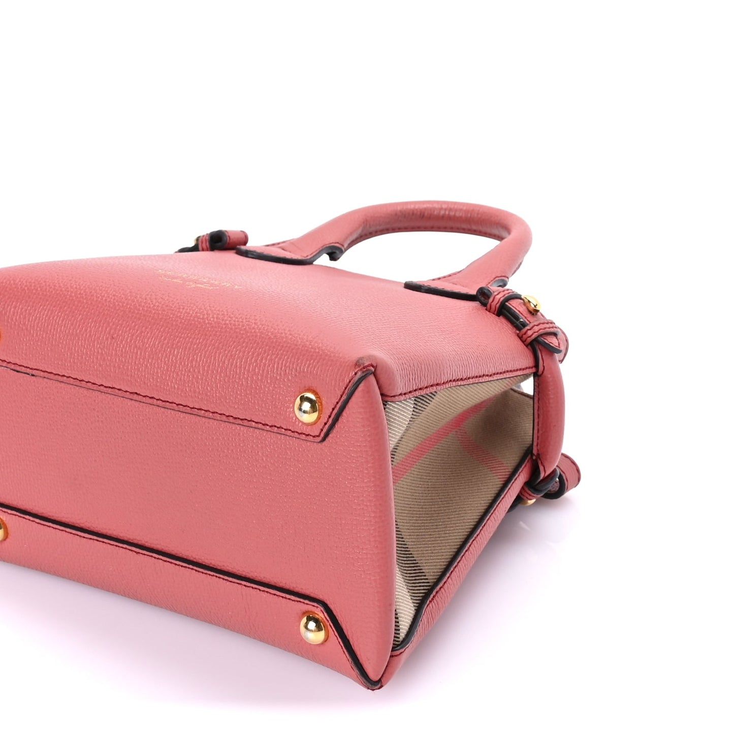 Burberry Grainy Calfskin House Check Small Banner Tote Cinnamon Red