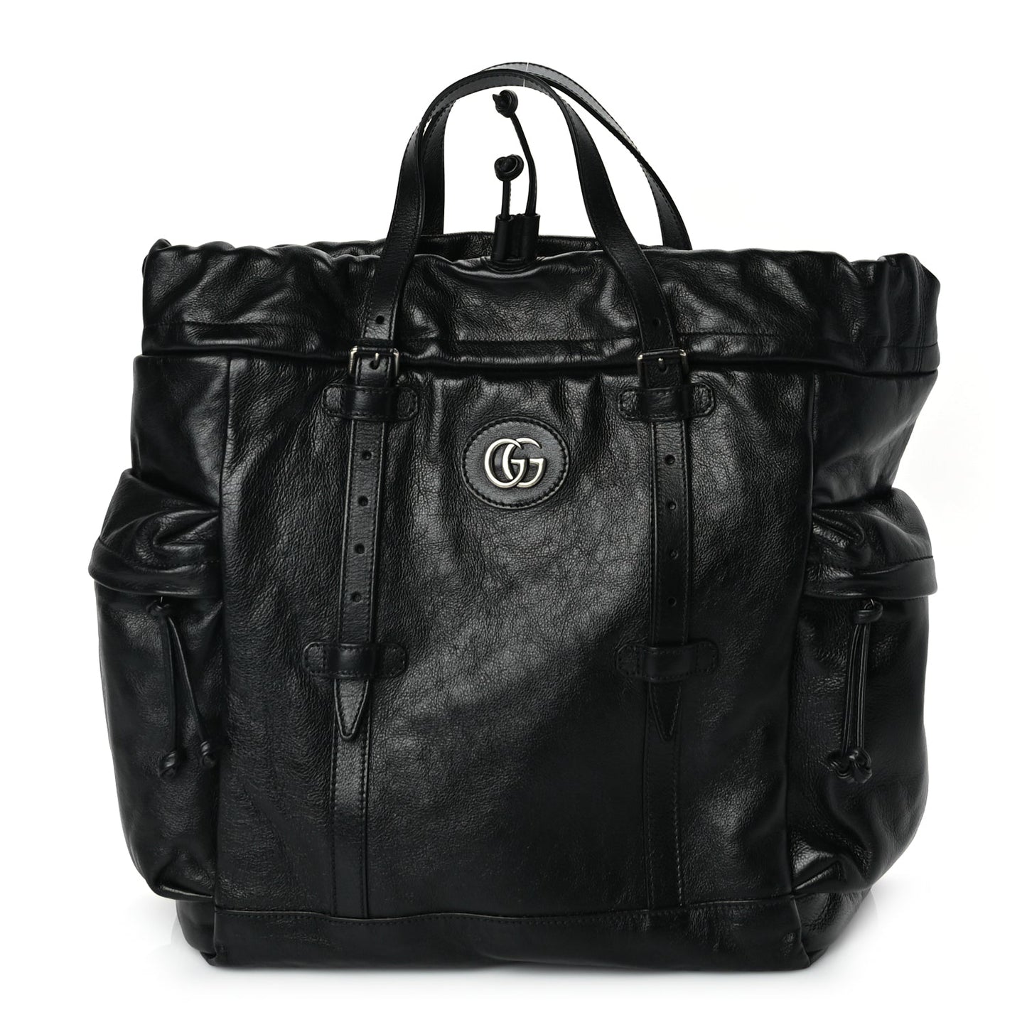 Gucci Piuma Lux Energy Monochrome Double G Drawstring Tote Black