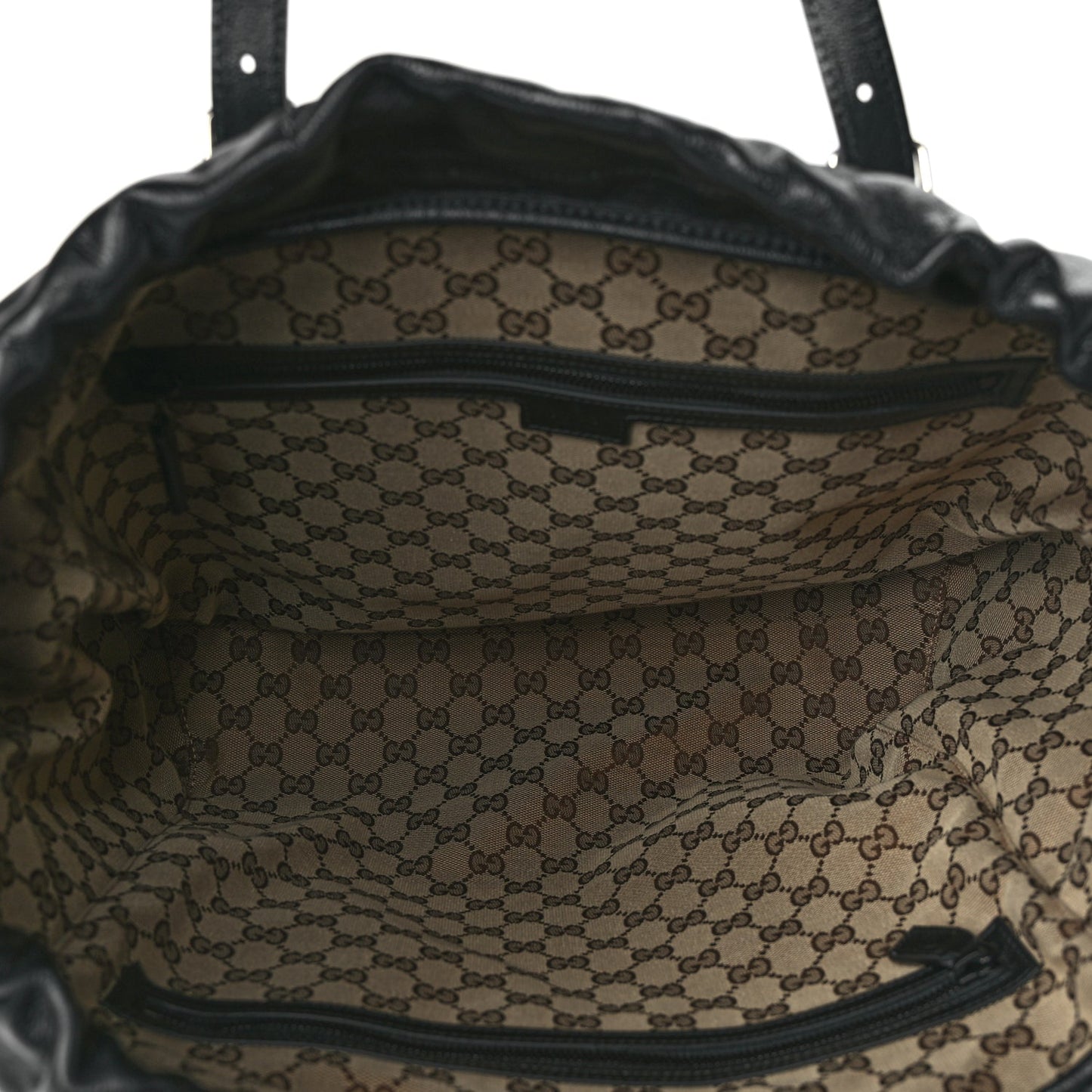 Gucci Piuma Lux Energy Monochrome Double G Drawstring Tote Black
