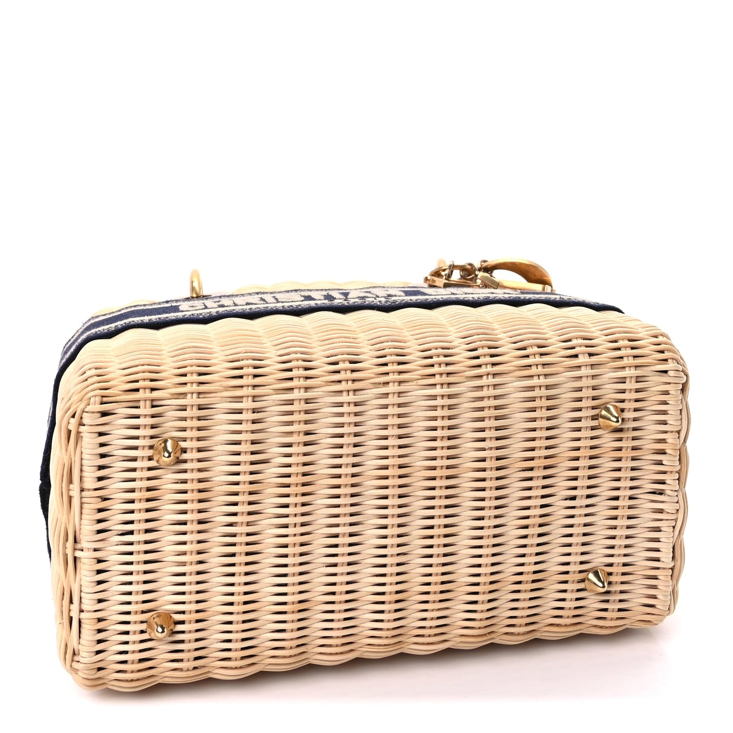 Christian Dior Wicker Oblique Medium Lady Dior Bag Blue Multicolor