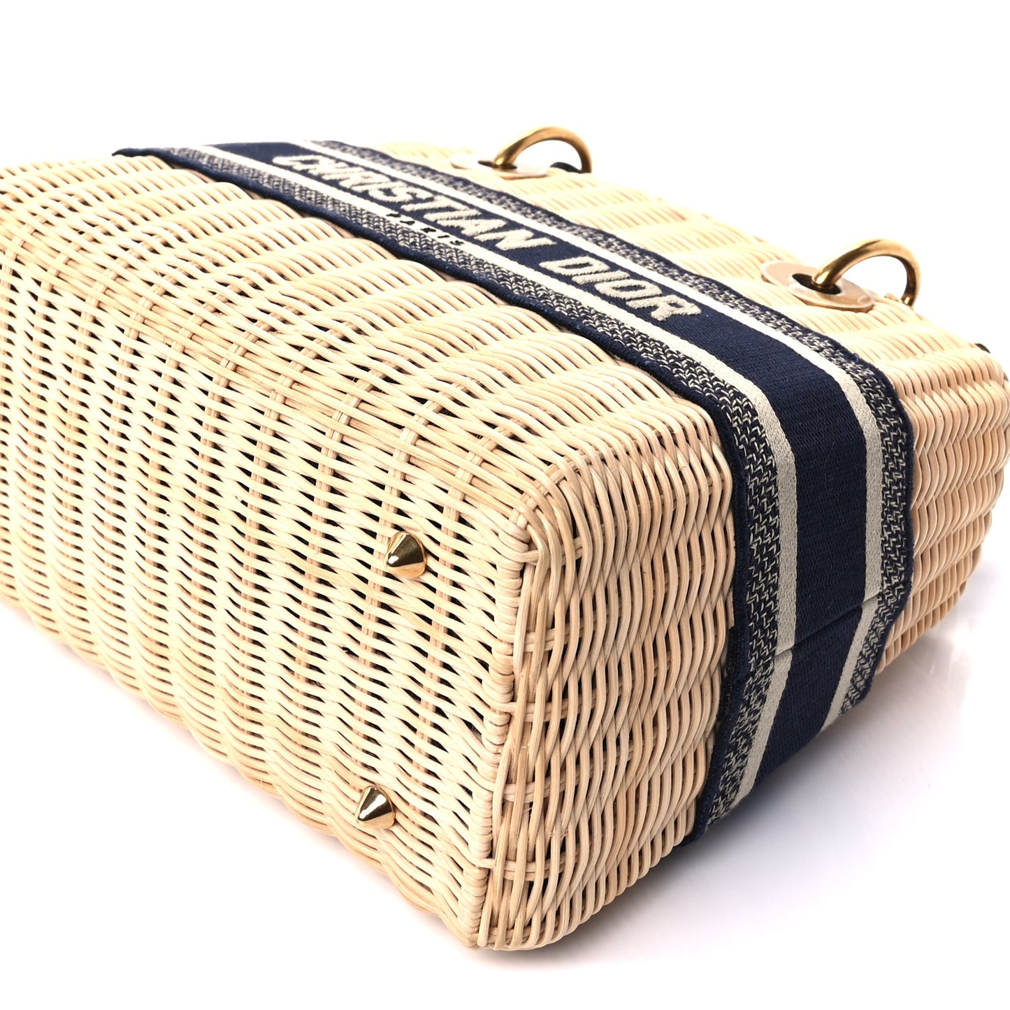 Christian Dior Wicker Oblique Medium Lady Dior Bag Blue Multicolor
