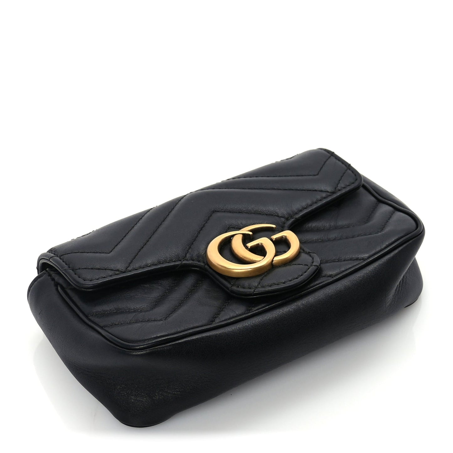 Gucci Calfskin Matelasse Super Mini GG Marmont Shoulder Bag  Black
