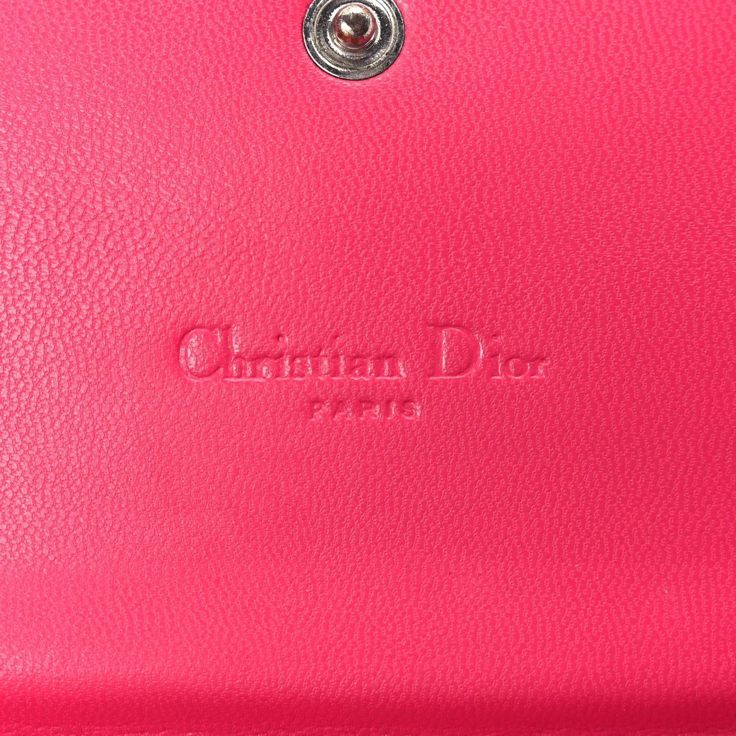 Christian Dior Patent Cannage Rendez-vous Chain Wallet Fuchsia