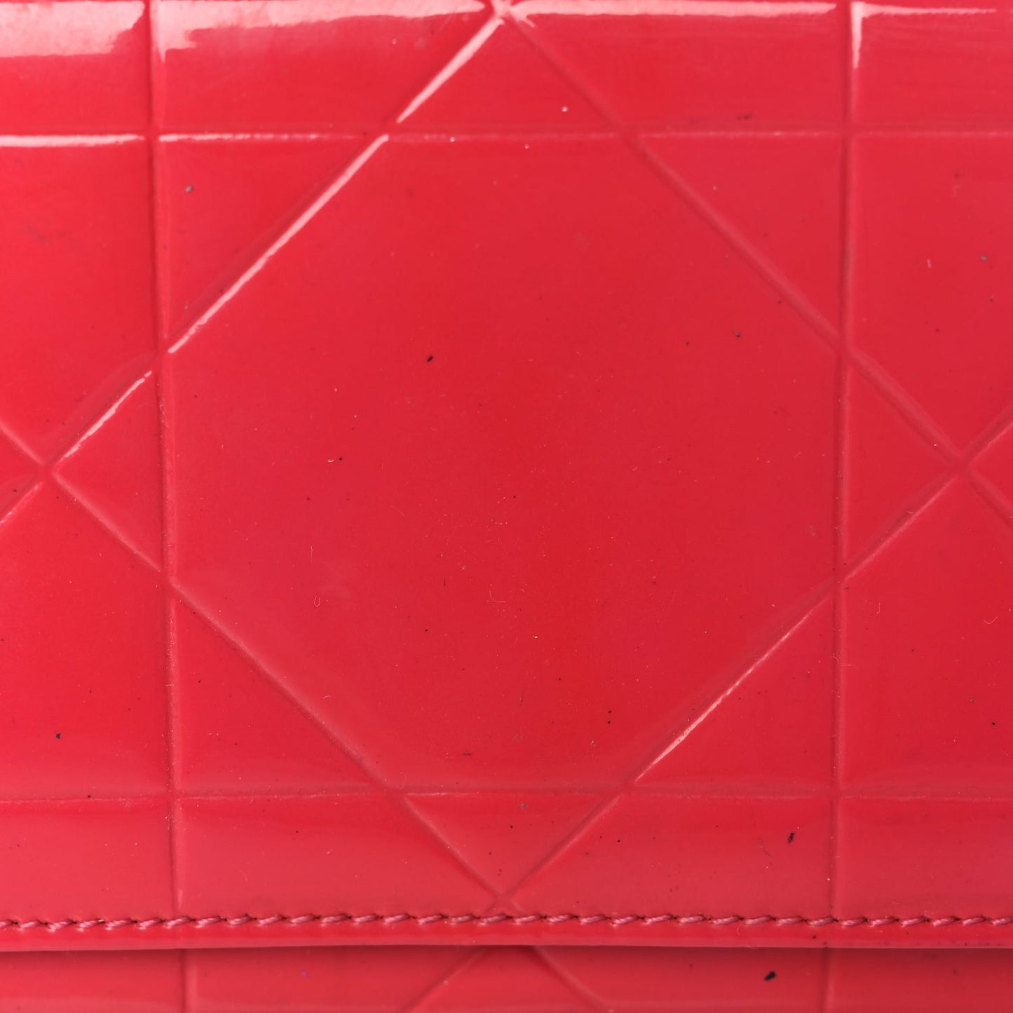 Christian Dior Patent Cannage Rendez-vous Chain Wallet Fuchsia