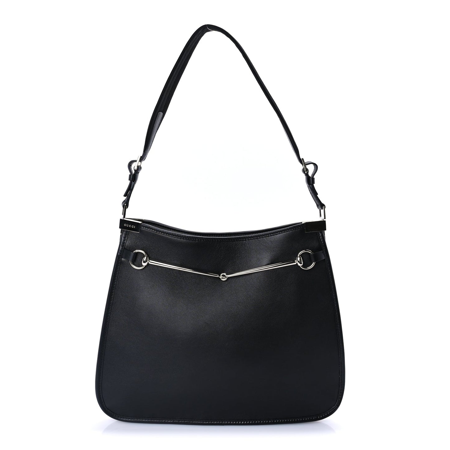 Gucci Calfskin Horsebit Slim Shoulder Bag Black