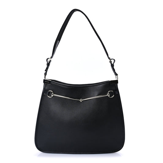 Gucci Calfskin Horsebit Slim Shoulder Bag Black