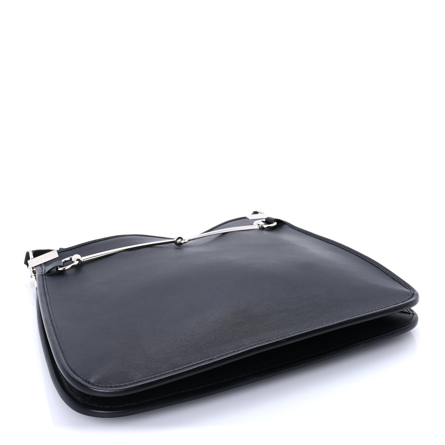 Gucci Calfskin Horsebit Slim Shoulder Bag Black
