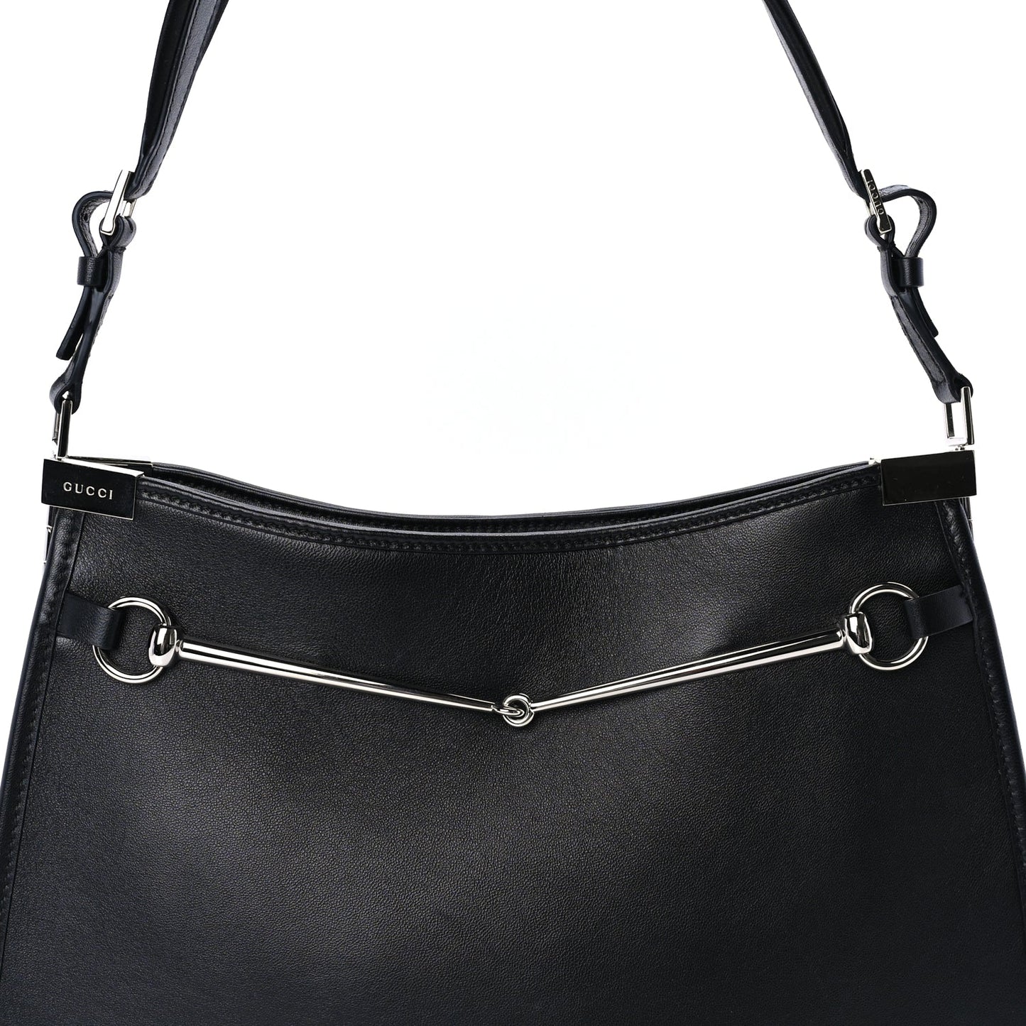 Gucci Calfskin Horsebit Slim Shoulder Bag Black