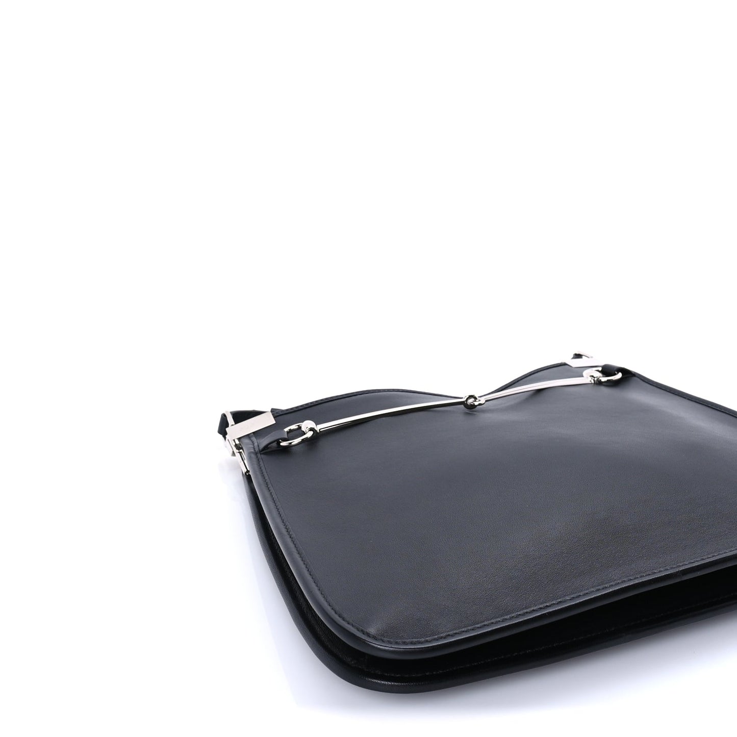 Gucci Calfskin Horsebit Slim Shoulder Bag Black
