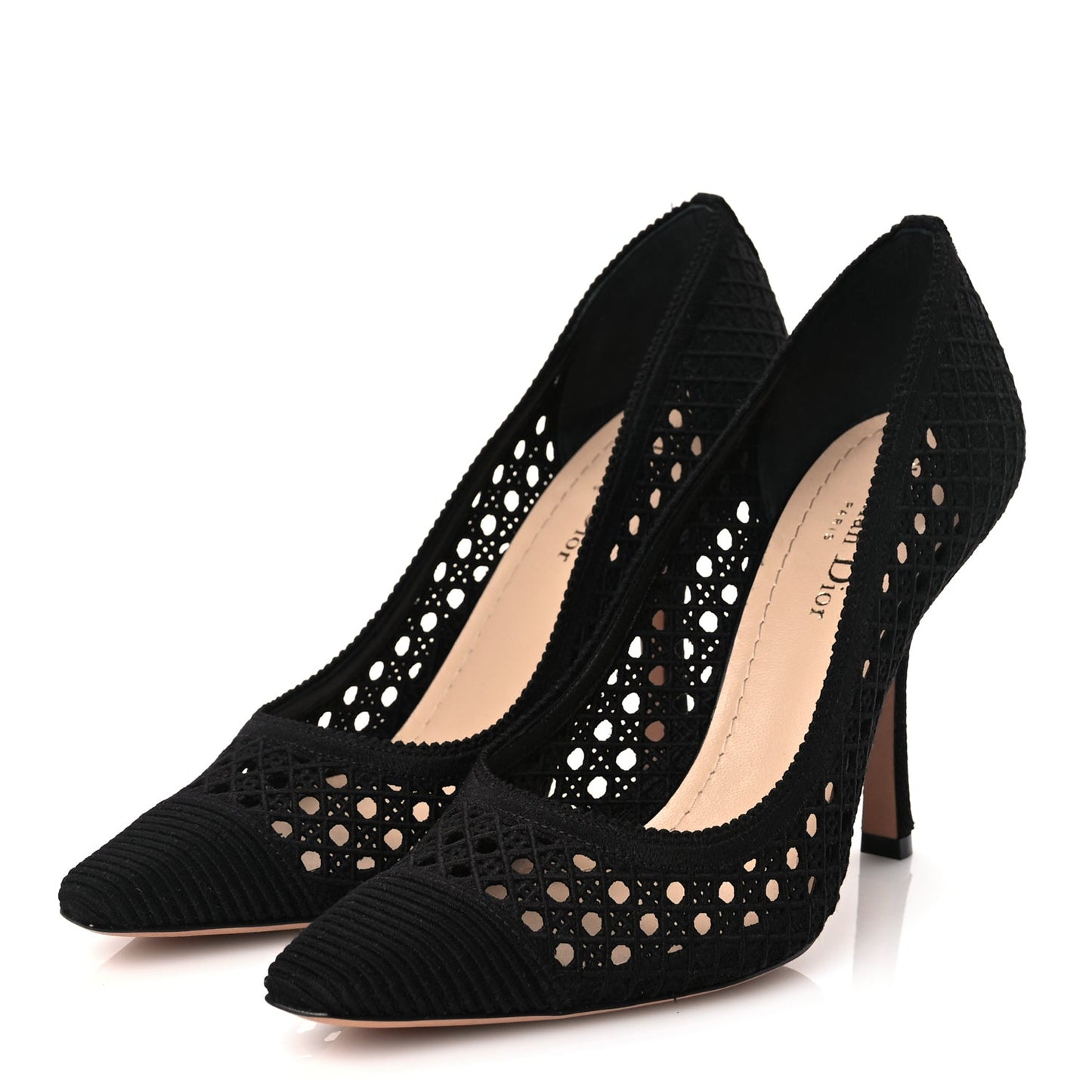 Christian Dior Mesh Cotton Cannage Dior Capture 100mm Pumps 39 Black