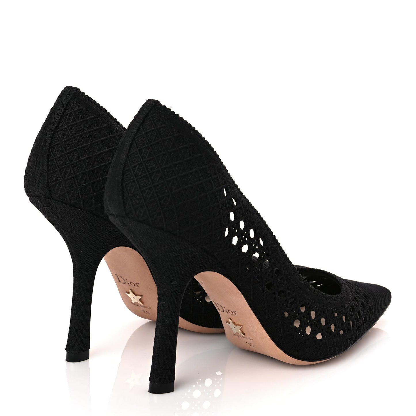 Christian Dior Mesh Cotton Cannage Dior Capture 100mm Pumps 39 Black